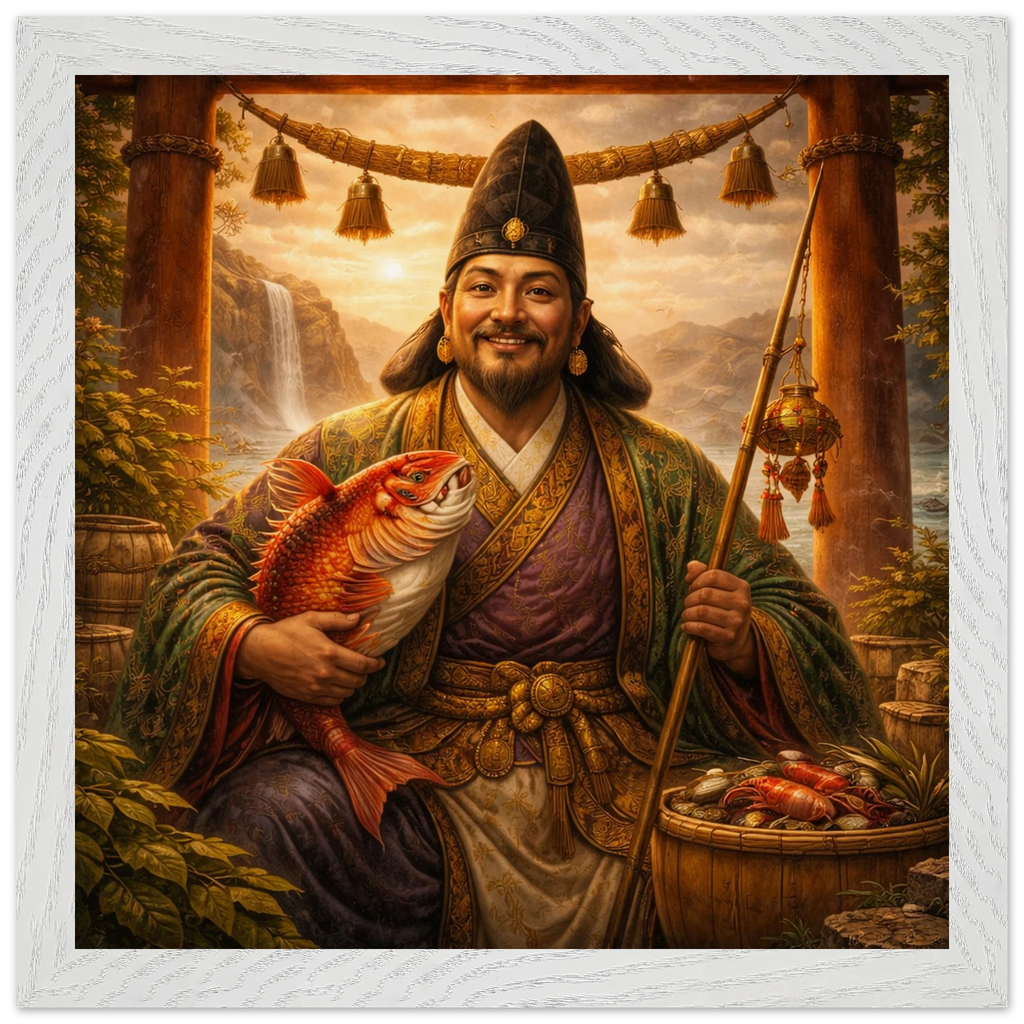 Ebisu – Mythologie Fine Art Print mit Rahmen | babasan