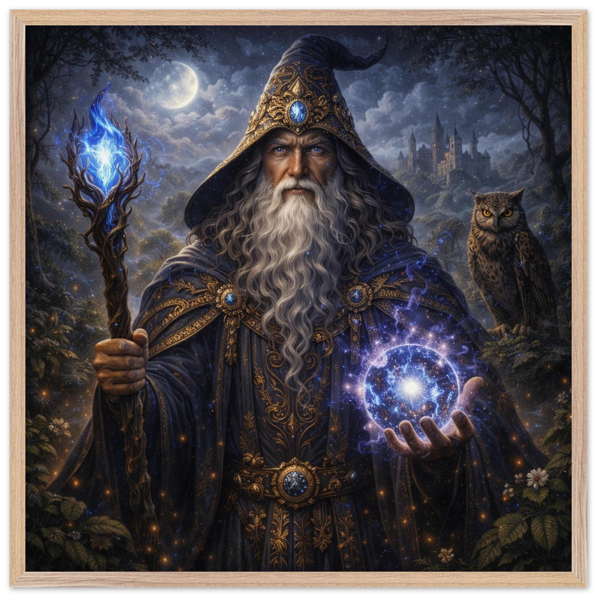 Merlin – Mythologie Fine Art Print mit Rahmen | babasan