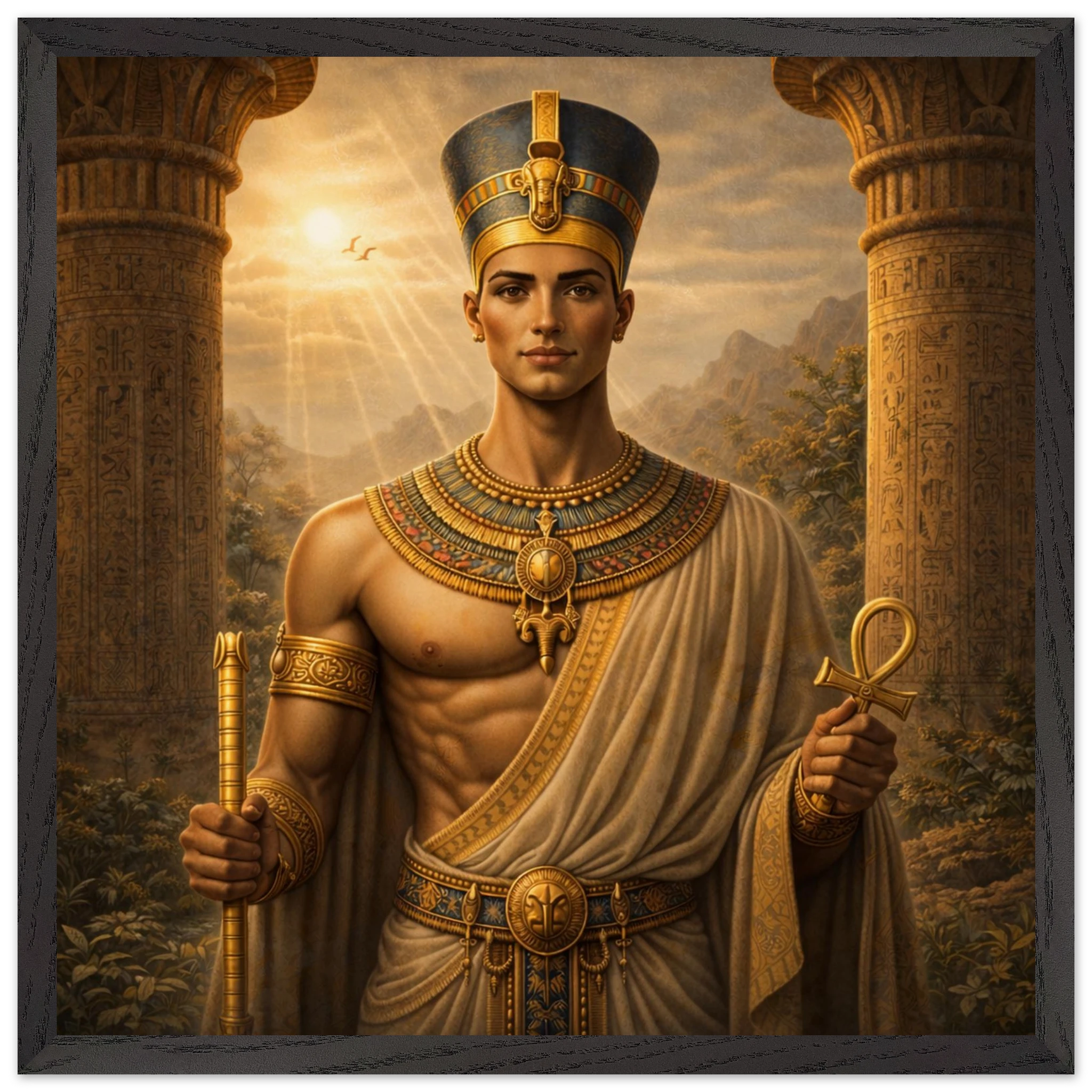 Echnaton – Mythologie Fine Art Print mit Rahmen | babasan