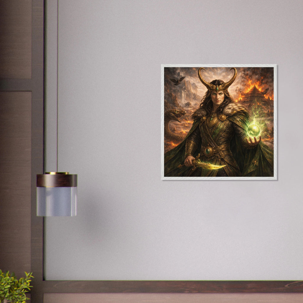 Loki – Mythologie Fine Art Print mit Rahmen | babasan