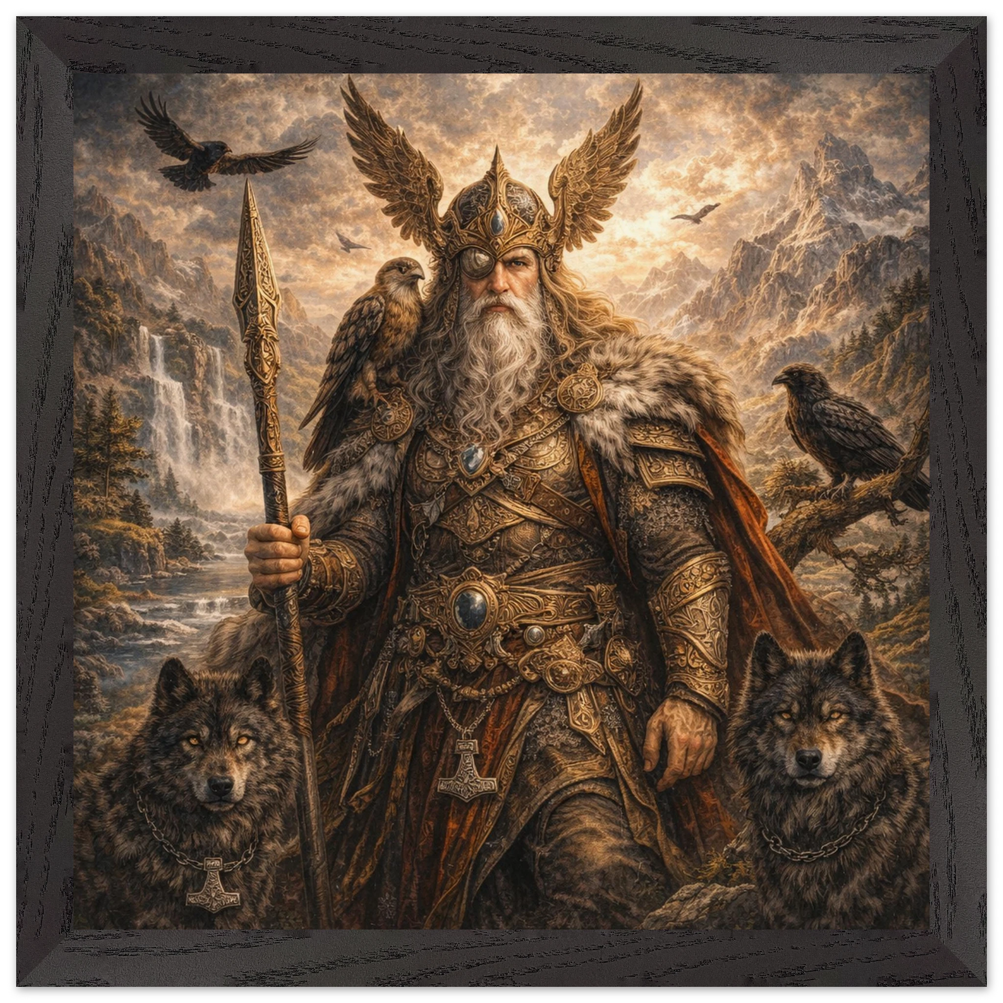 Odin – Mythologie Fine Art Print mit Rahmen | babasan