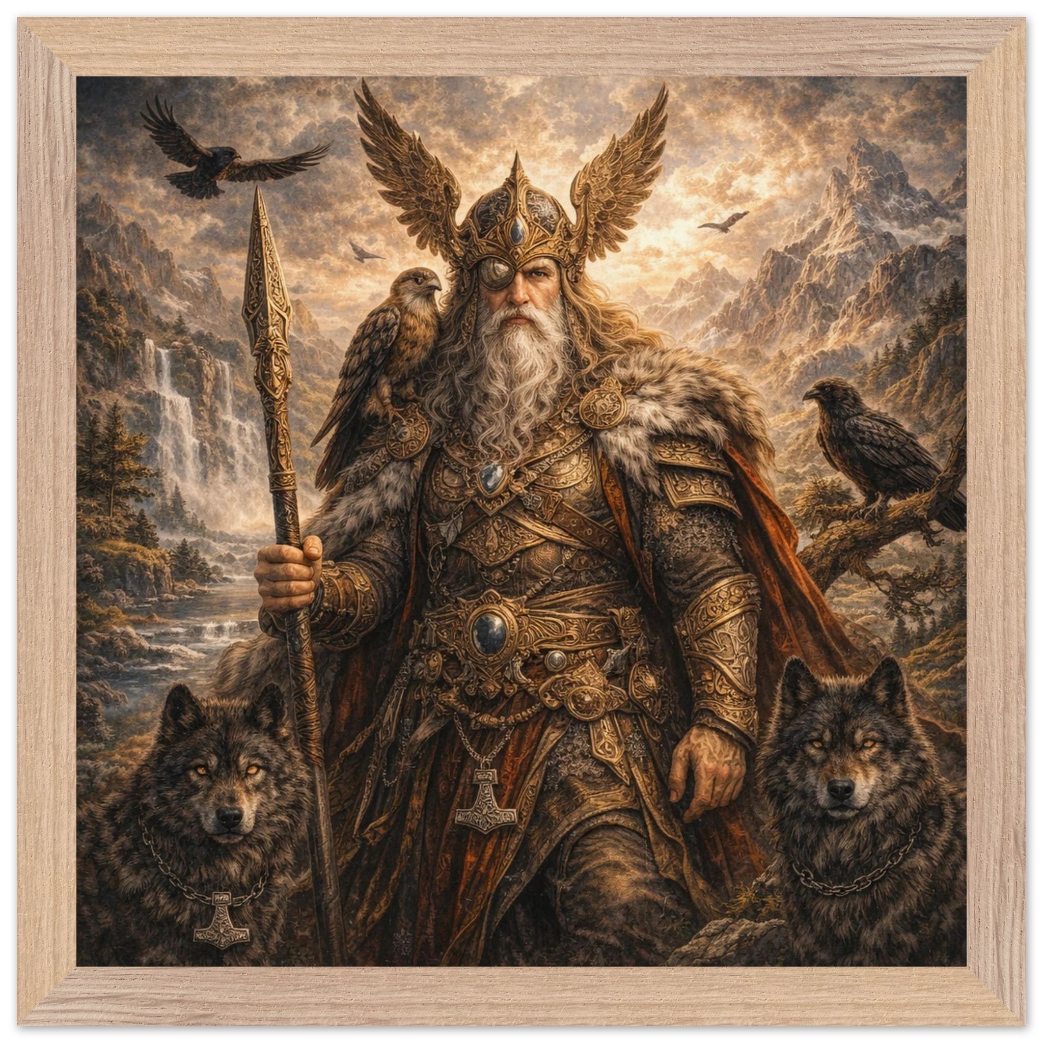 Odin – Mythologie Fine Art Print mit Rahmen | babasan