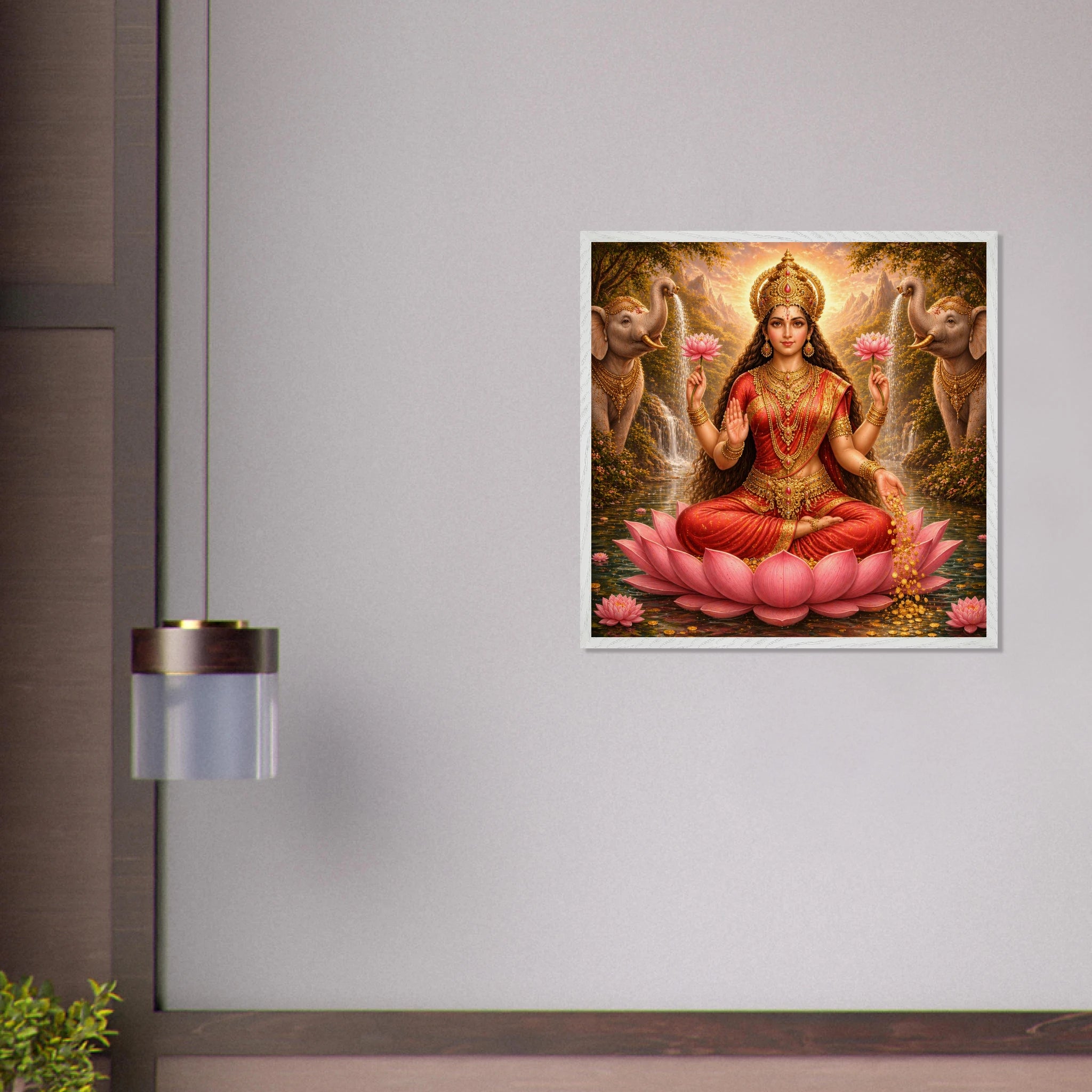Lakshmi – Mythologie Fine Art Print mit Rahmen | babasan