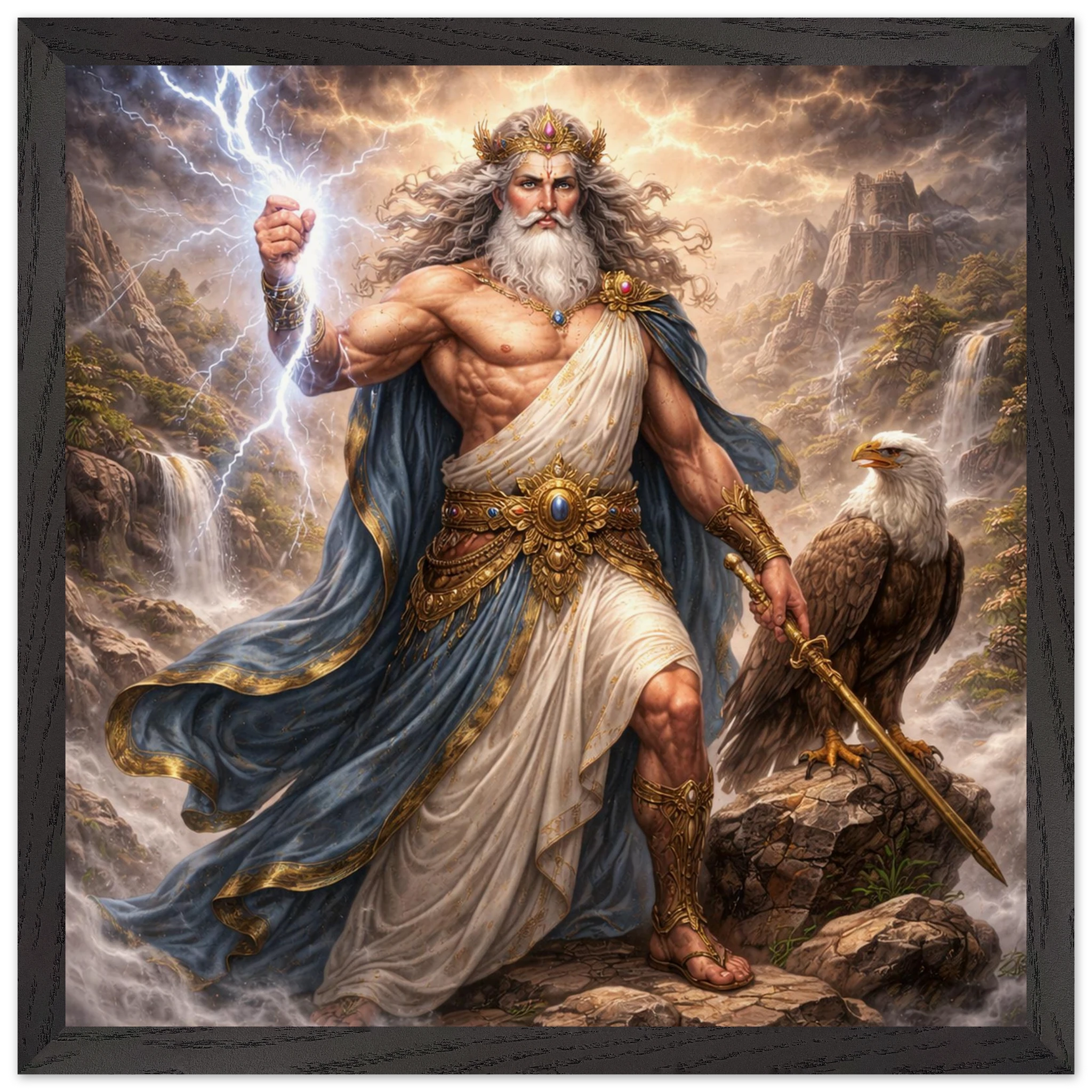 Zeus – Mythologie Fine Art Print mit Rahmen | babasan