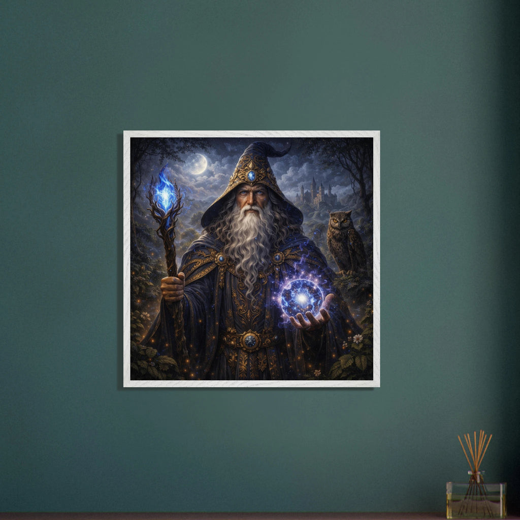 Merlin – Mythologie Fine Art Print mit Rahmen | babasan