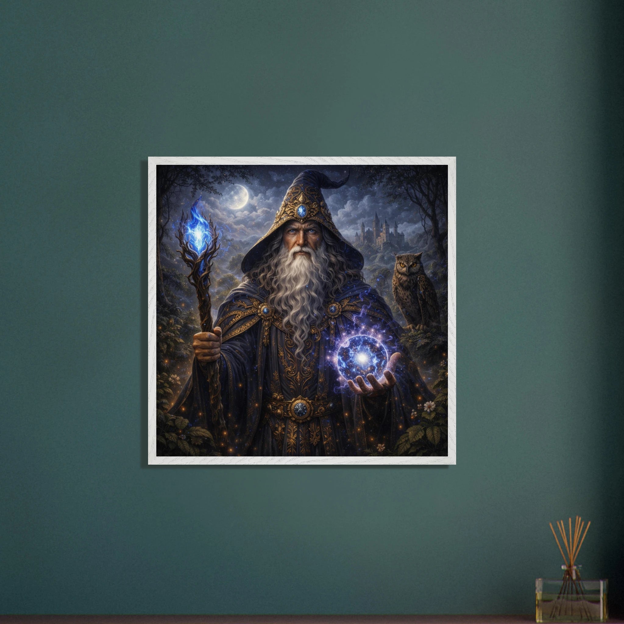 Merlin – Mythologie Fine Art Print mit Rahmen | babasan