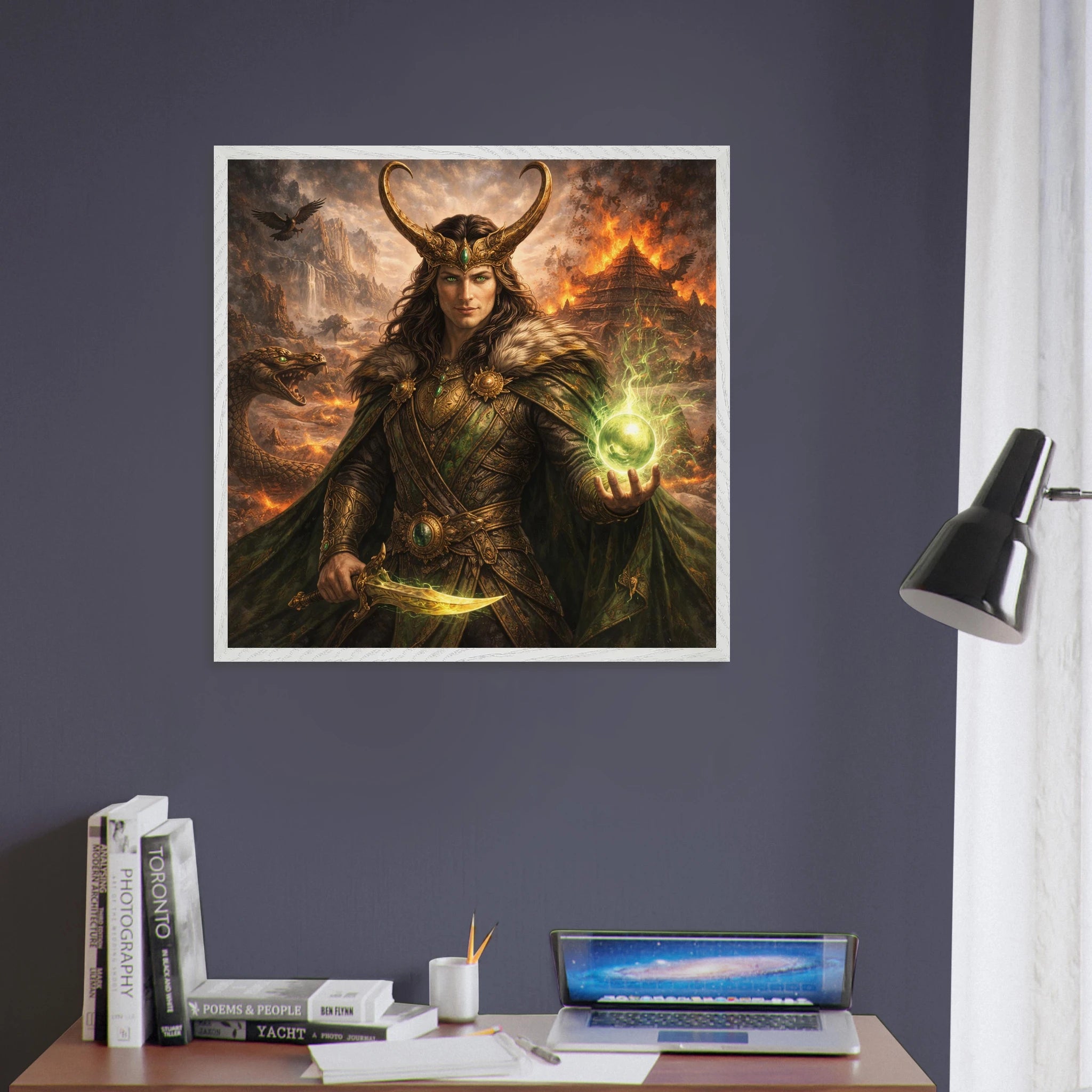 Loki – Mythologie Fine Art Print mit Rahmen | babasan