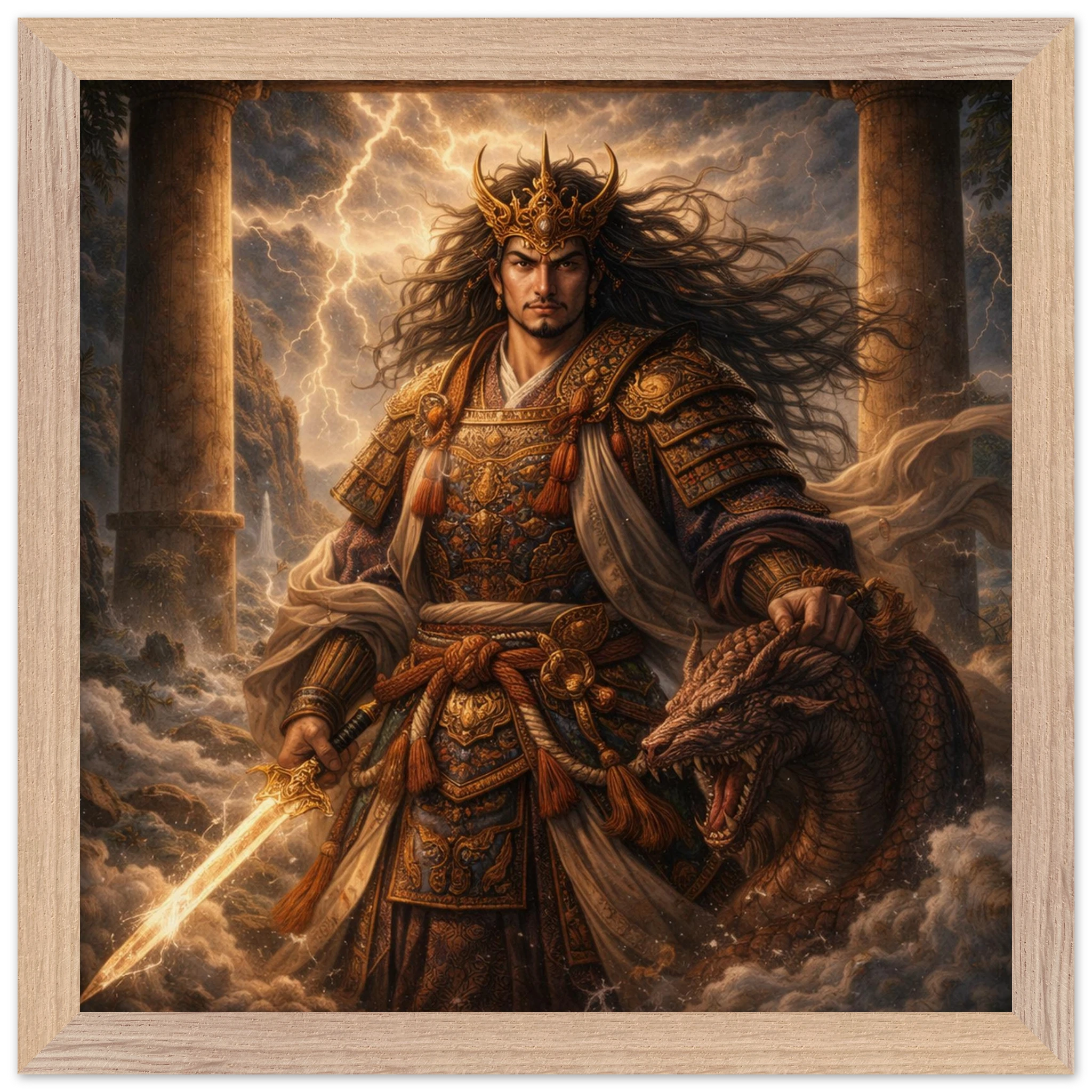 Susanoo – Mythologie Fine Art Print mit Rahmen | babasan