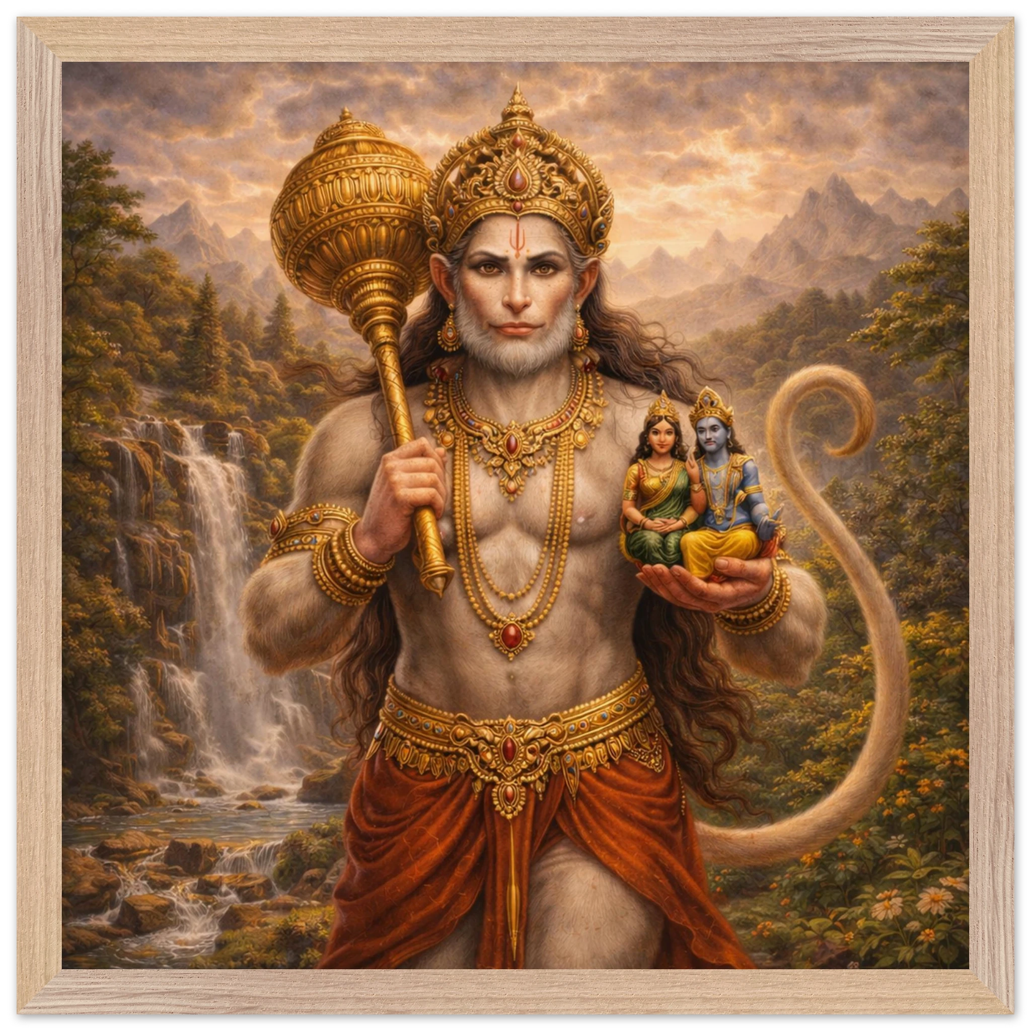 Hanuman – Mythologie Fine Art Print mit Rahmen | babasan