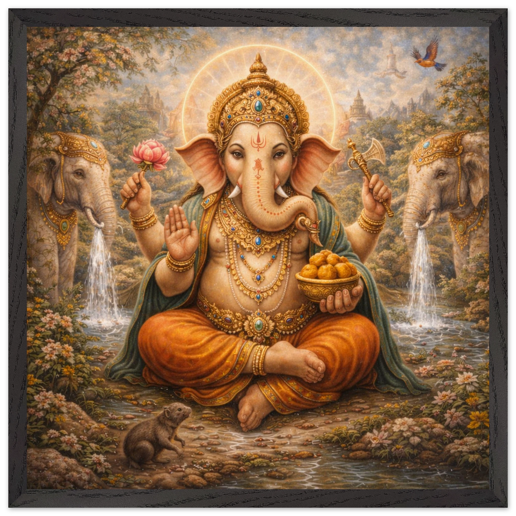 Ganesha – Mythologie Fine Art Print mit Rahmen | babasan