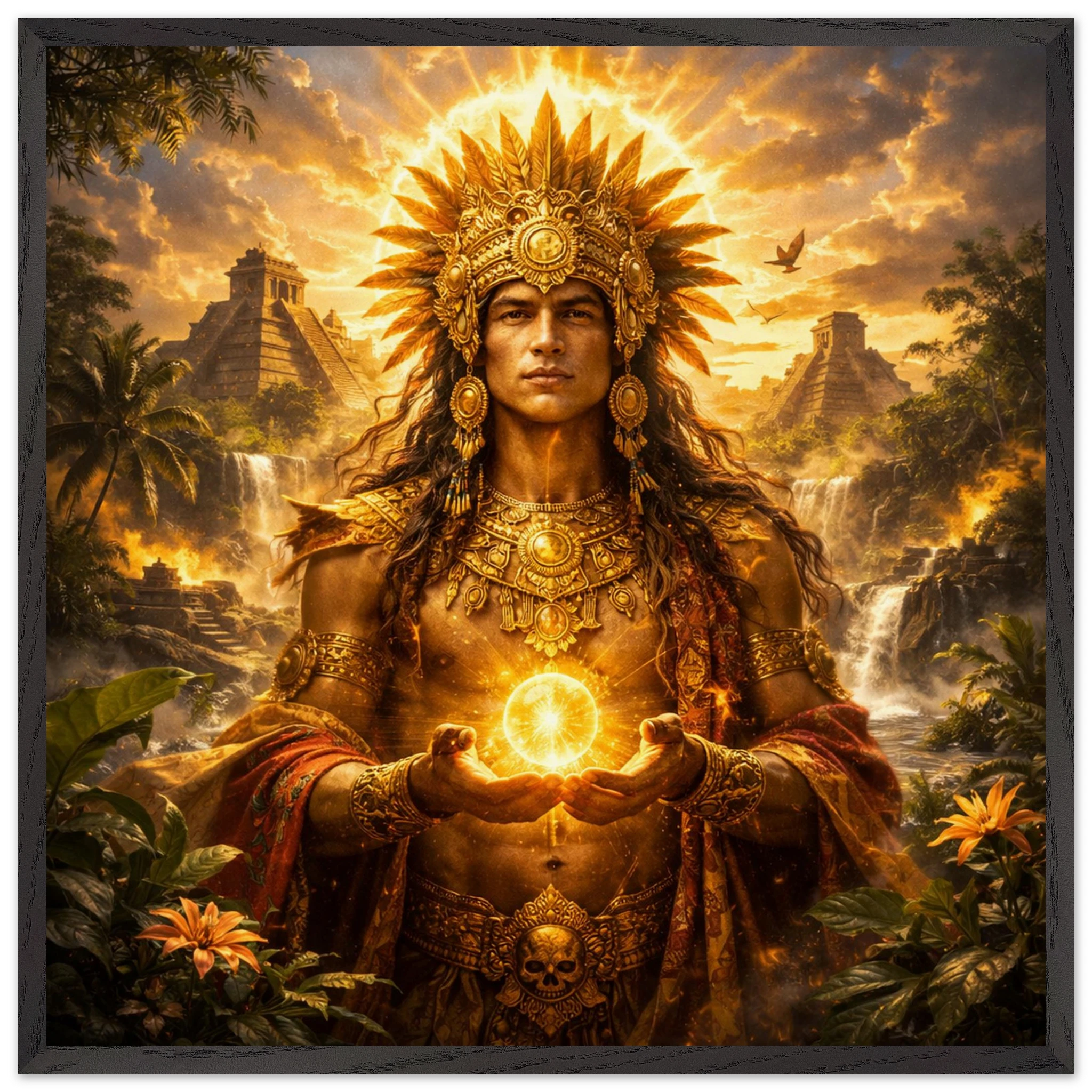 Kinich Ahau – Mythologie Fine Art Print mit Rahmen | babasan