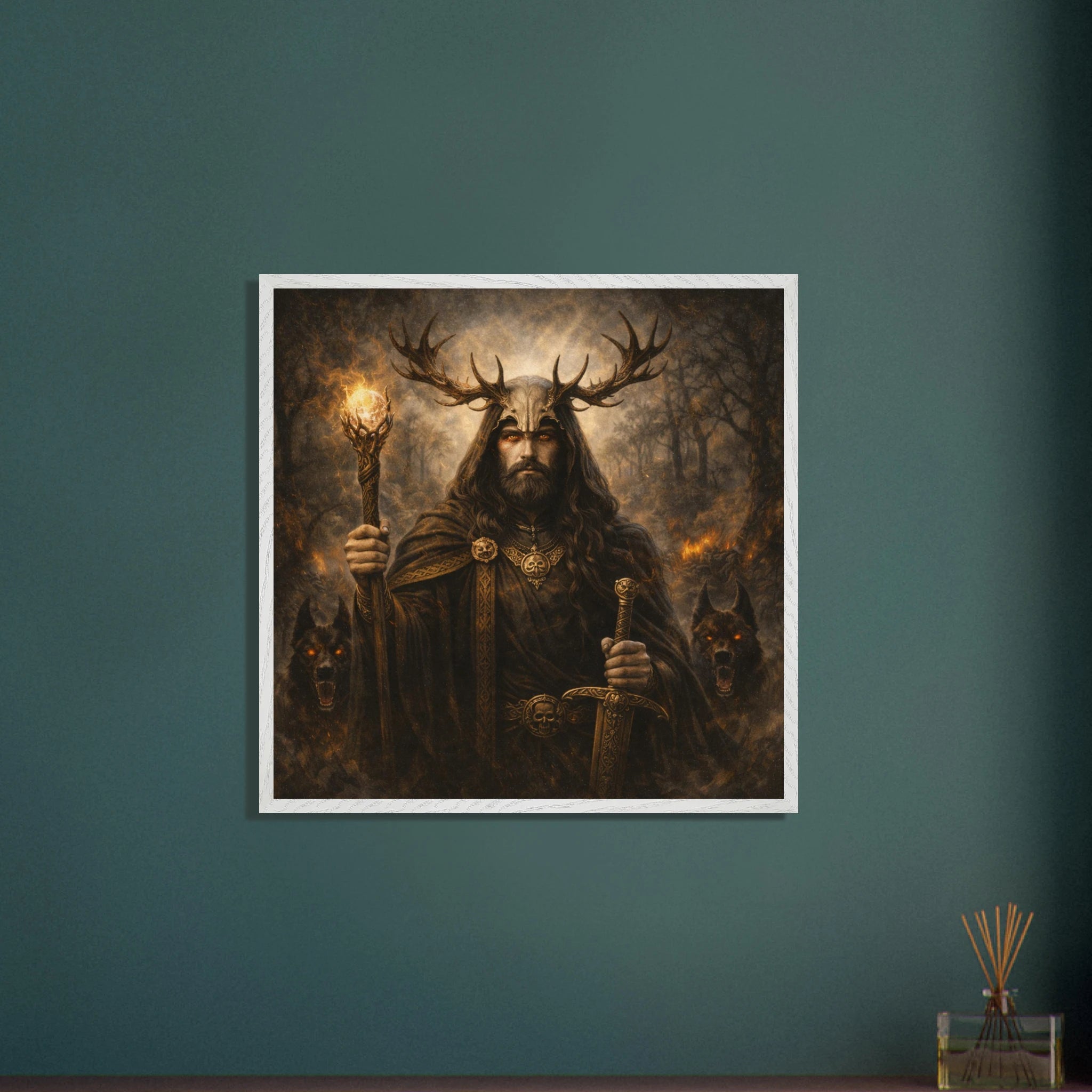 Arawn – Mythologie Fine Art Print mit Rahmen | babasan
