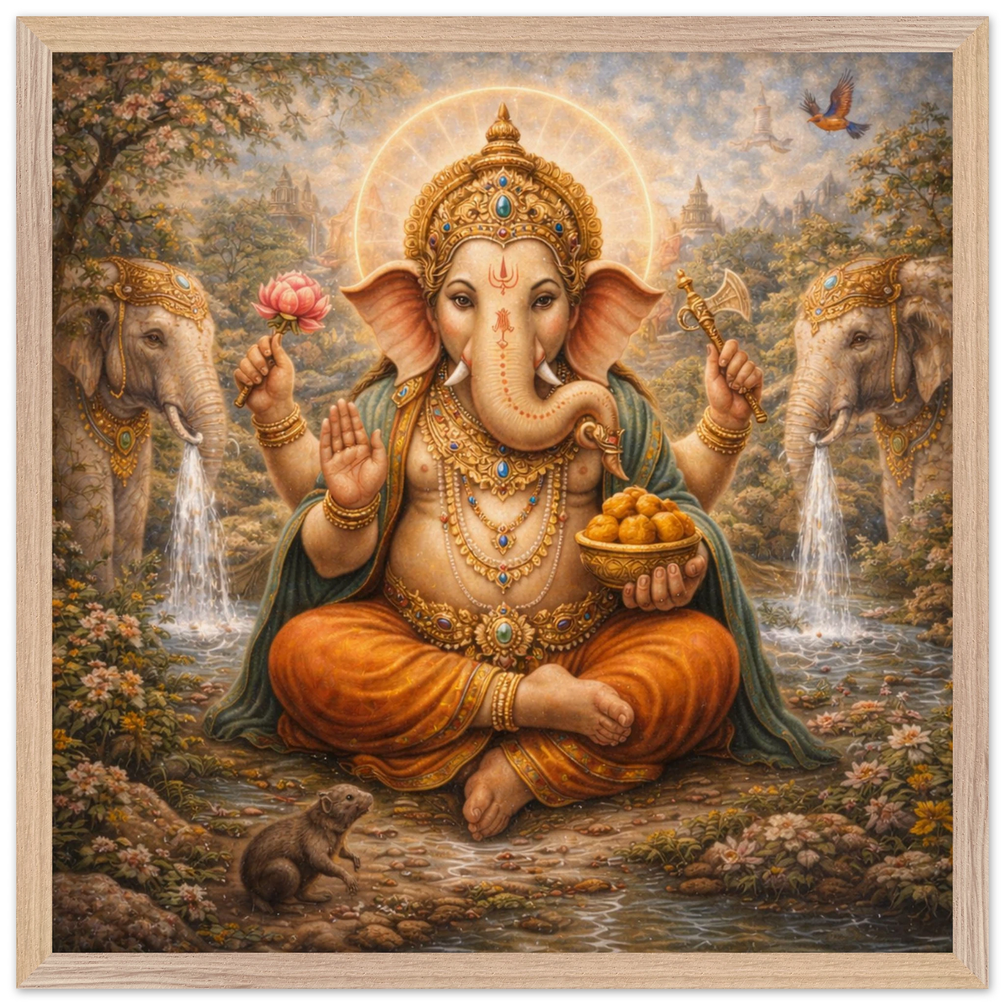 Ganesha – Mythologie Fine Art Print mit Rahmen | babasan