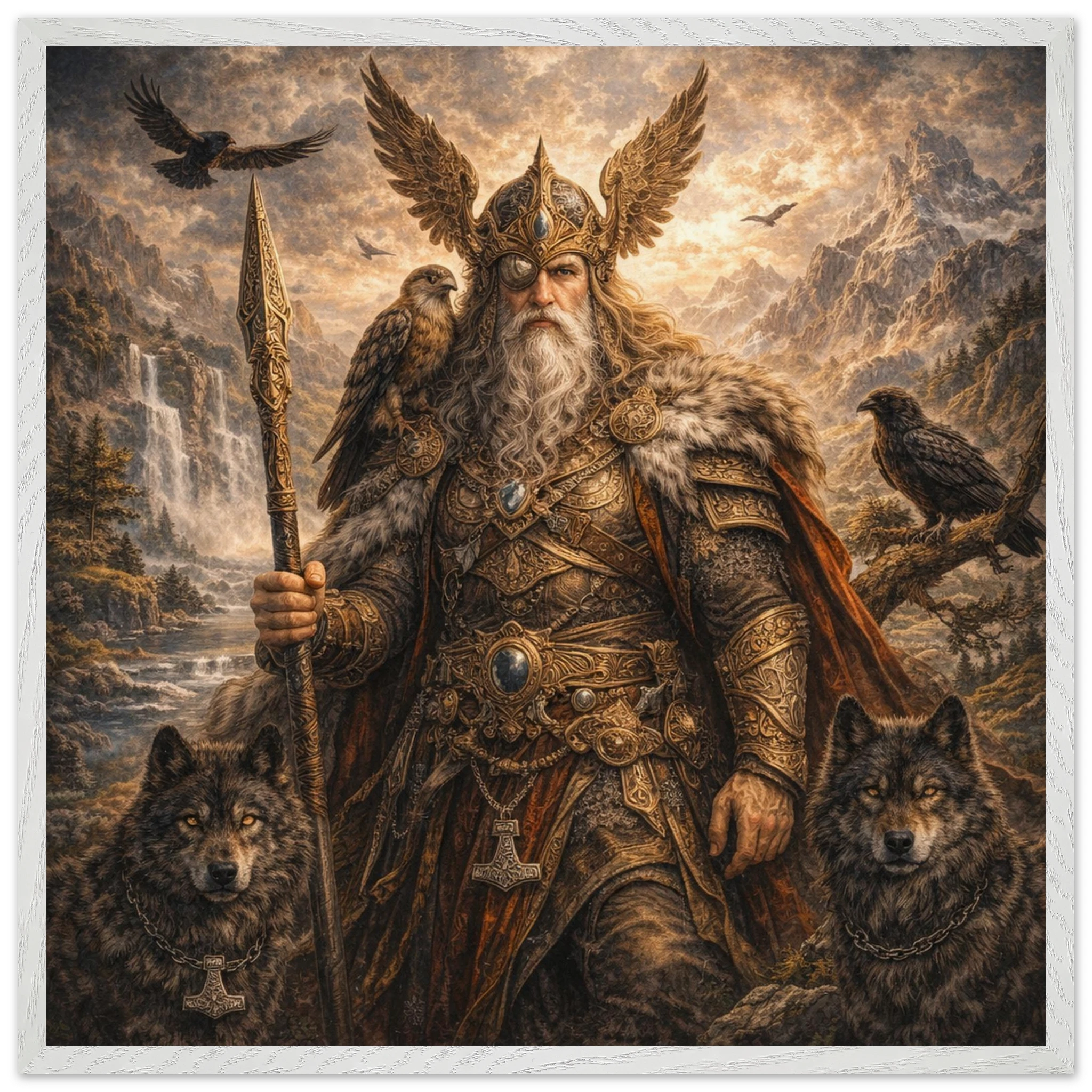 Odin – Mythologie Fine Art Print mit Rahmen | babasan