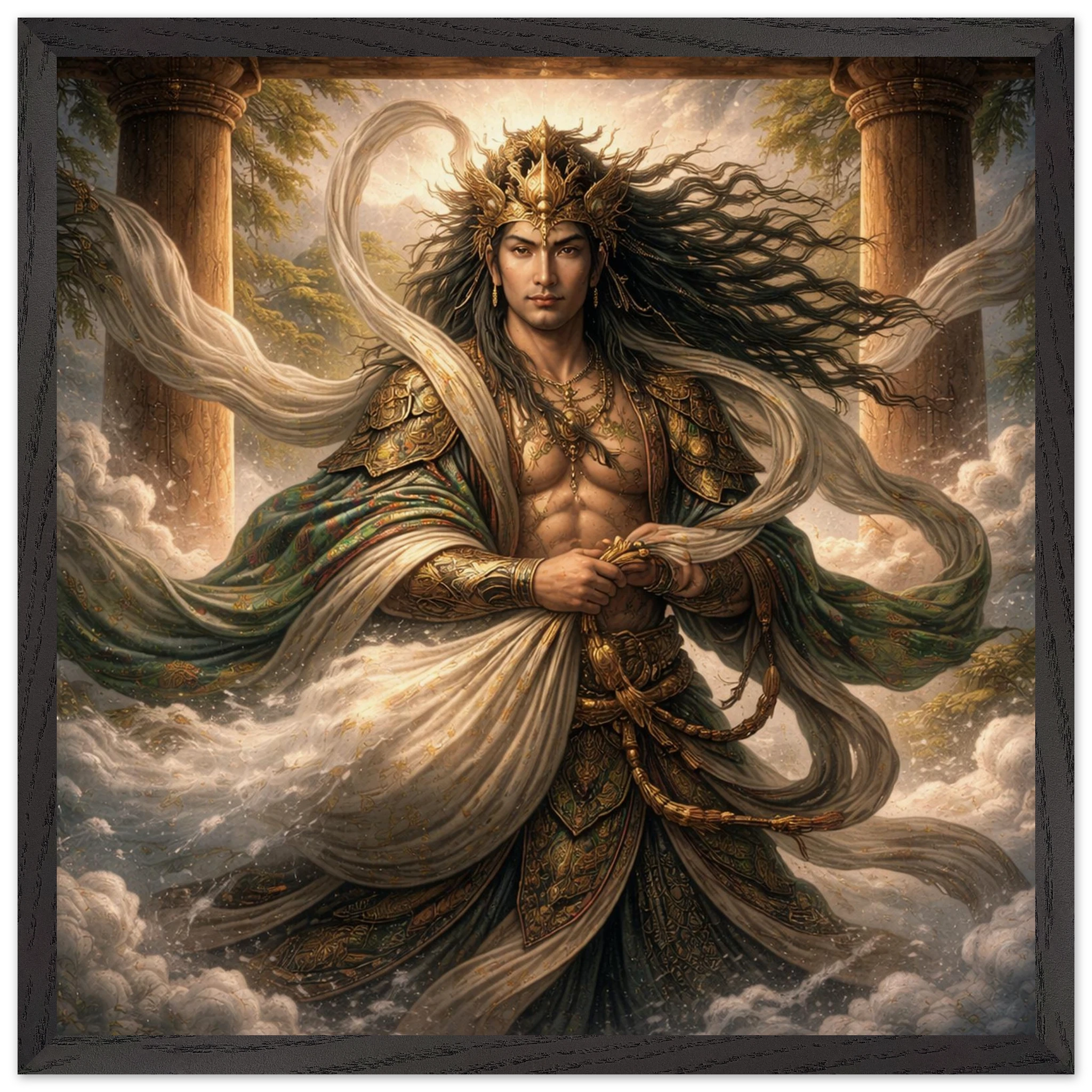 Fūjin – Mythologie Fine Art Print mit Rahmen | babasan