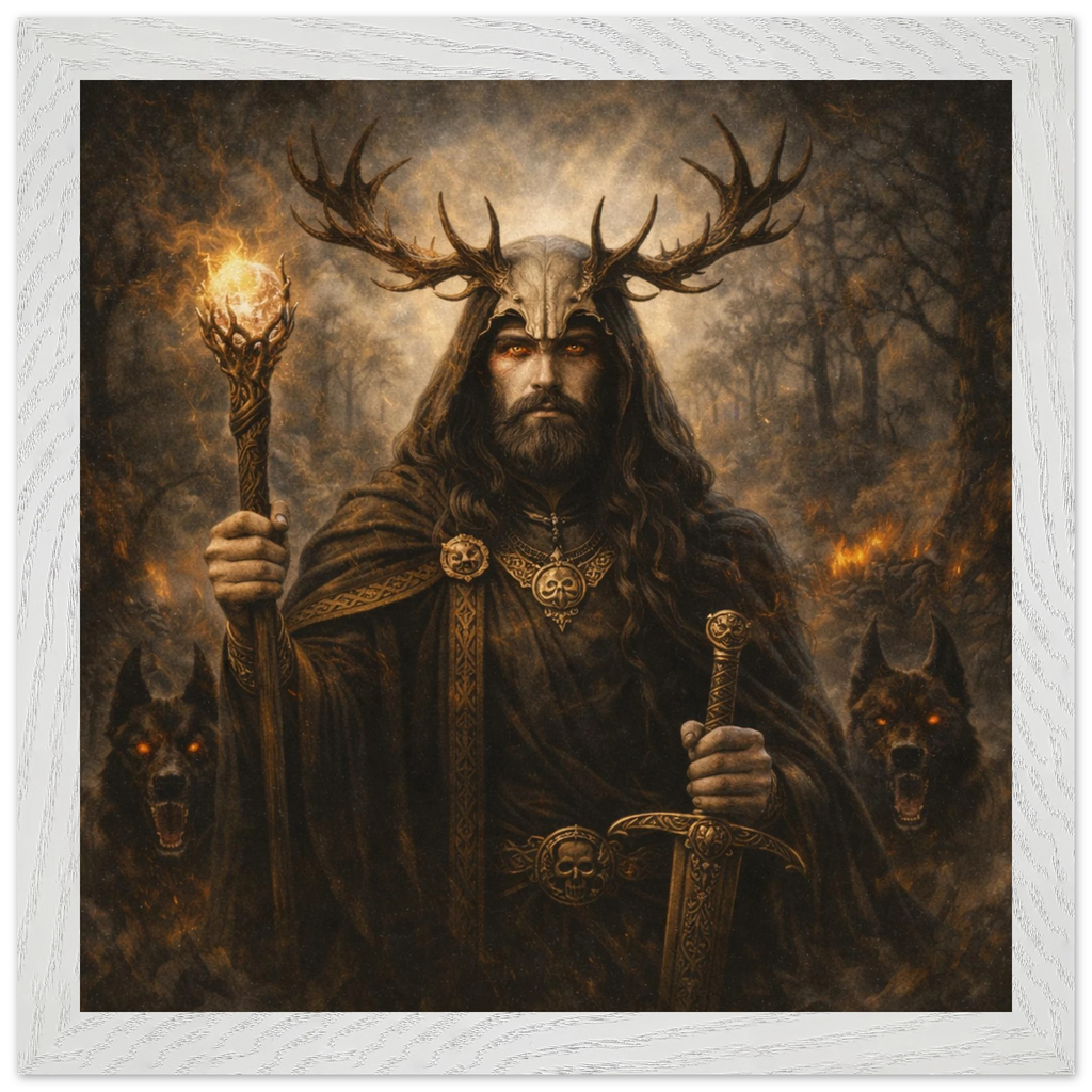 Arawn – Mythologie Fine Art Print mit Rahmen | babasan