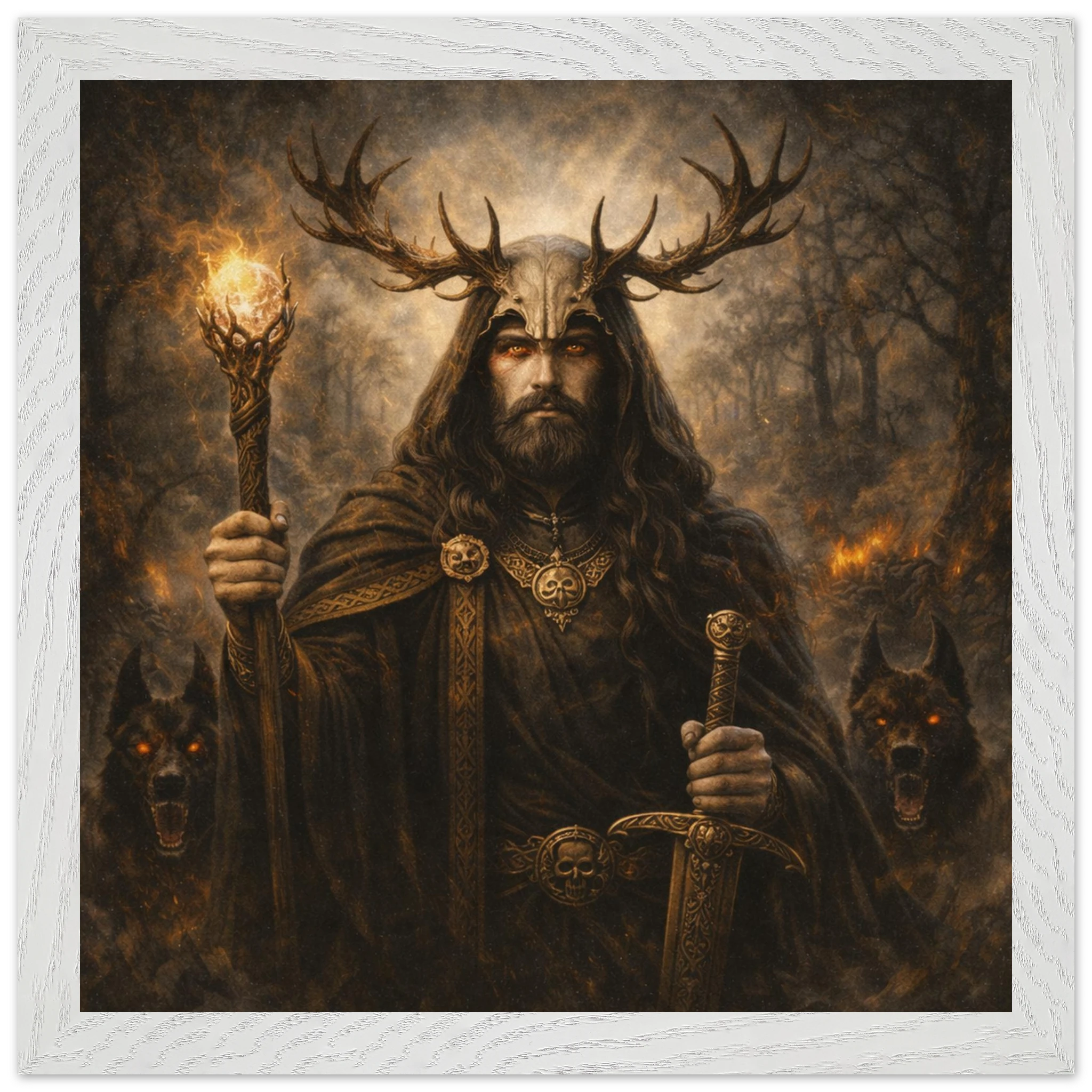 Arawn – Mythologie Fine Art Print mit Rahmen | babasan