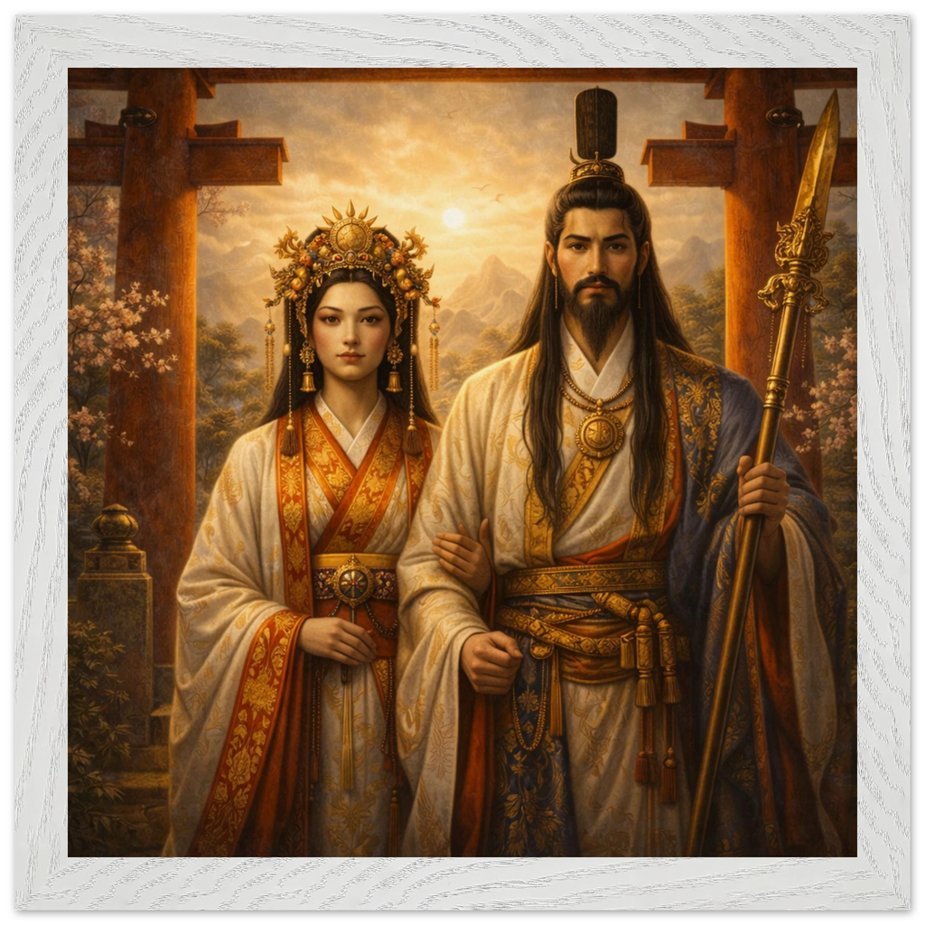 Izanagi Izanami – Mythologie Fine Art Print mit Rahmen | babasan