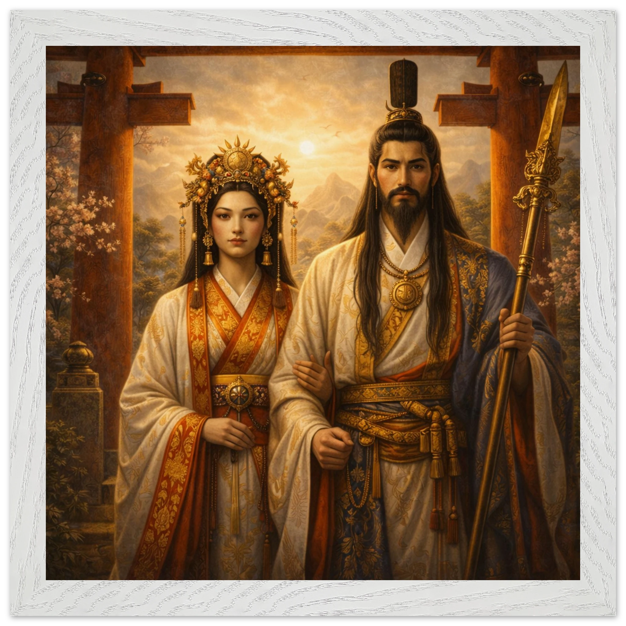 Izanagi Izanami – Mythologie Fine Art Print mit Rahmen | babasan
