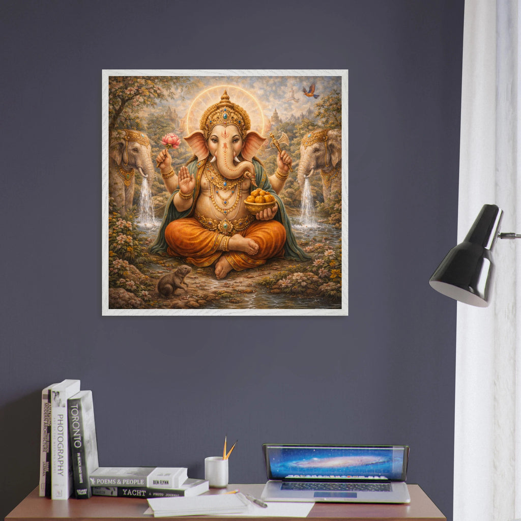 Ganesha – Mythologie Fine Art Print mit Rahmen | babasan