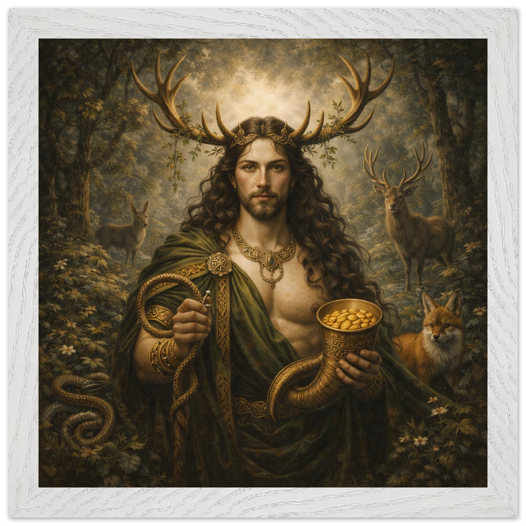 Cernunnos – Mythologie Fine Art Print mit Rahmen | babasan