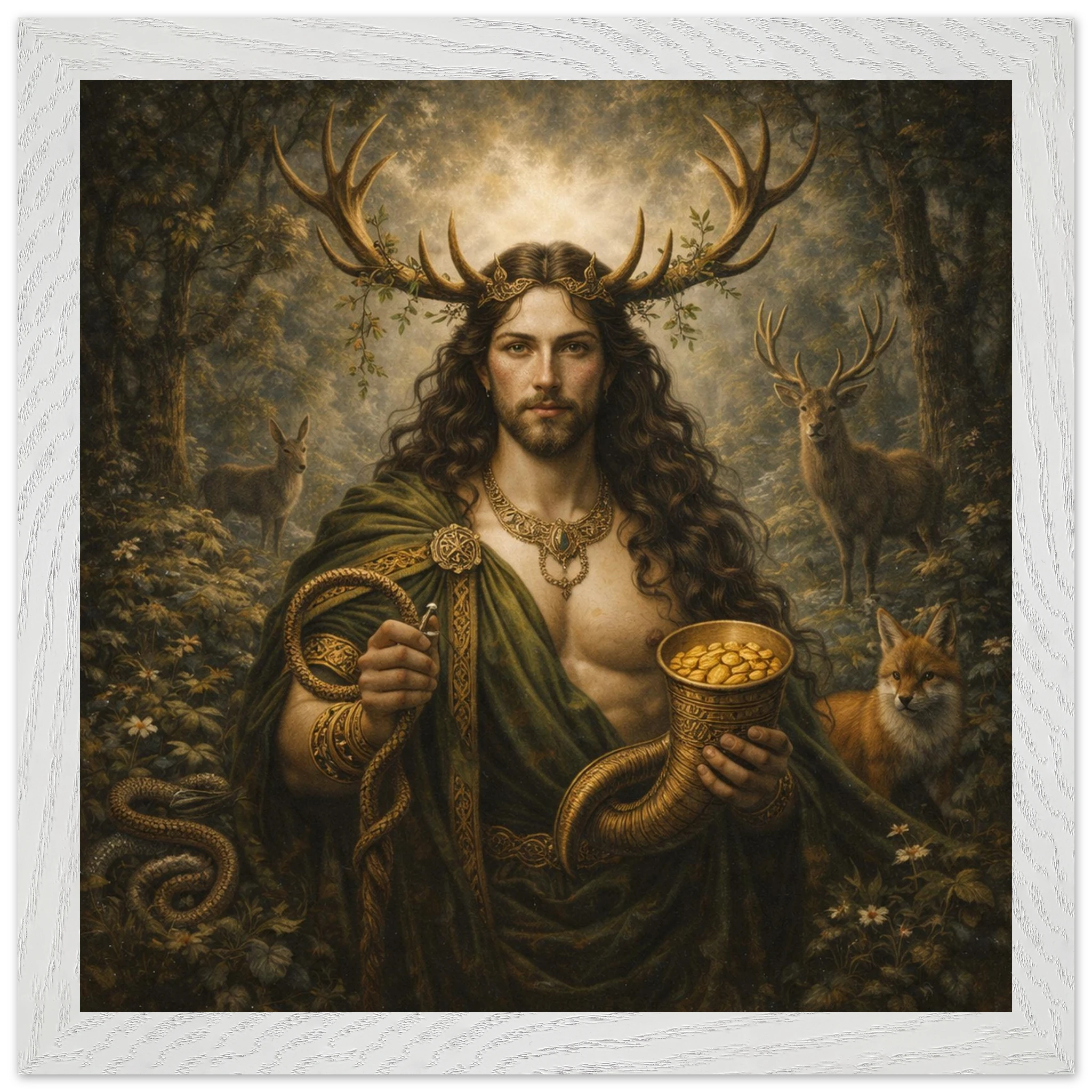 Cernunnos – Mythologie Fine Art Print mit Rahmen | babasan