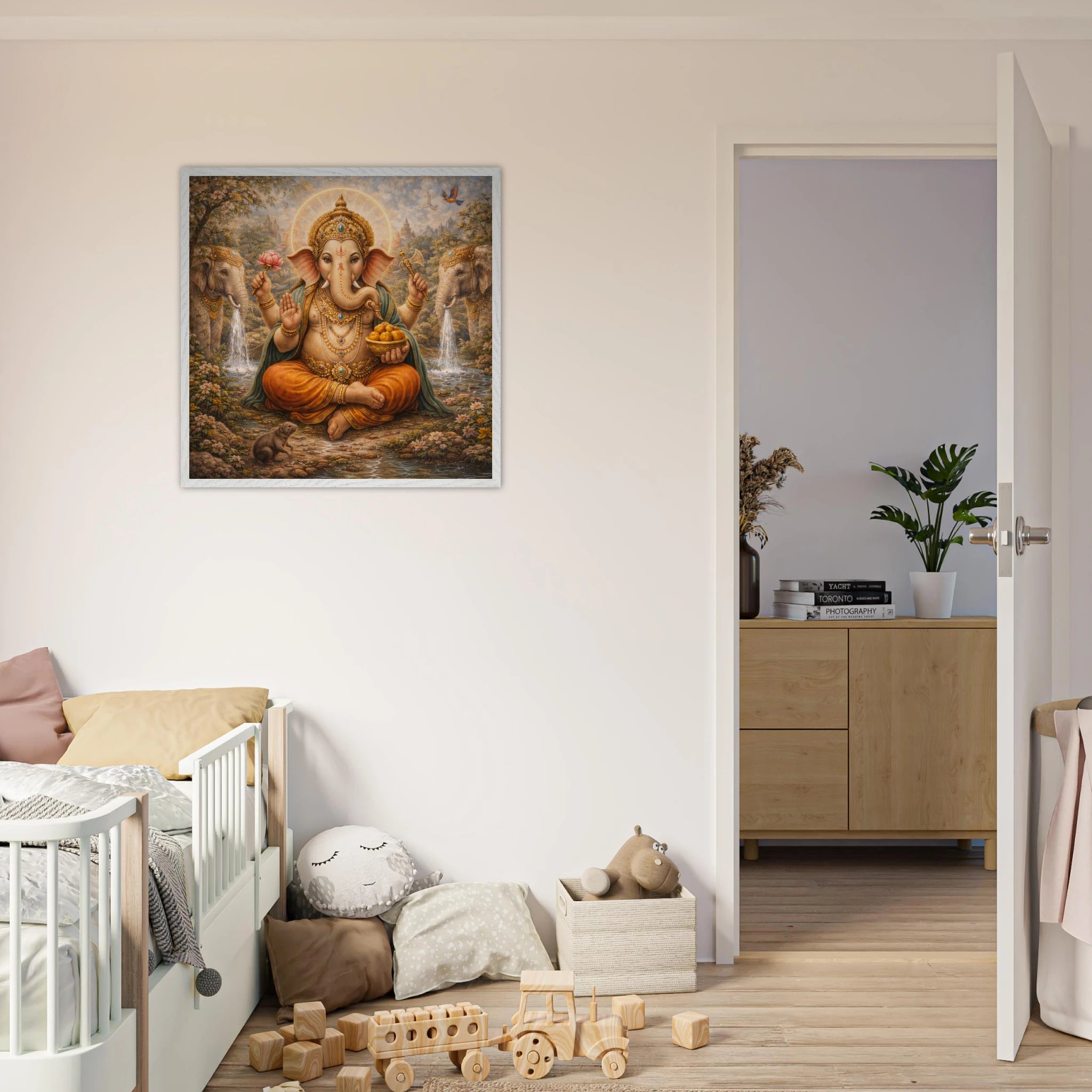 Ganesha – Mythologie Fine Art Print mit Rahmen | babasan