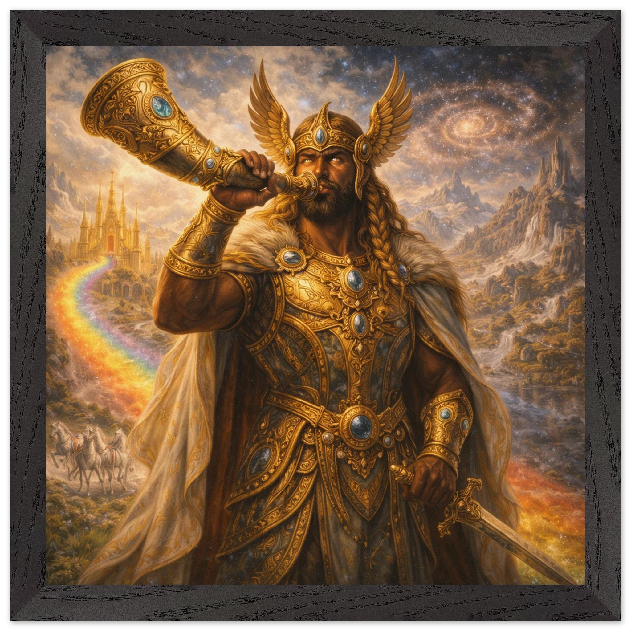 Heimdall – Mythologie Fine Art Print mit Rahmen | babasan