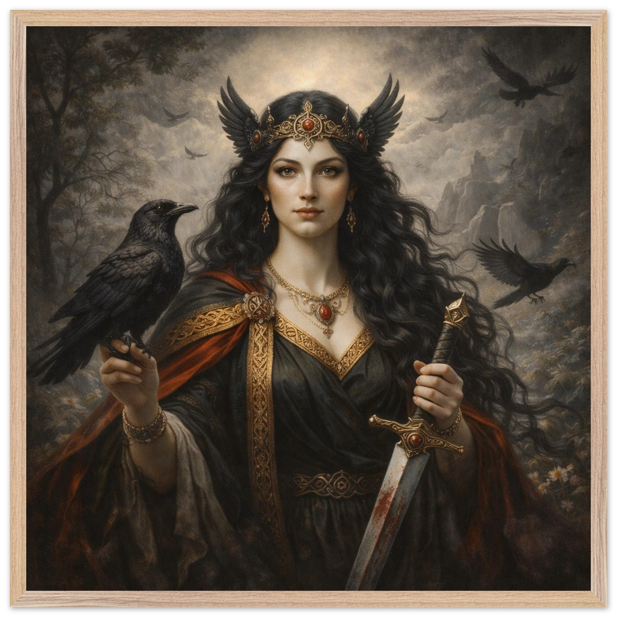 Morrigan – Mythologie Fine Art Print mit Rahmen | babasan