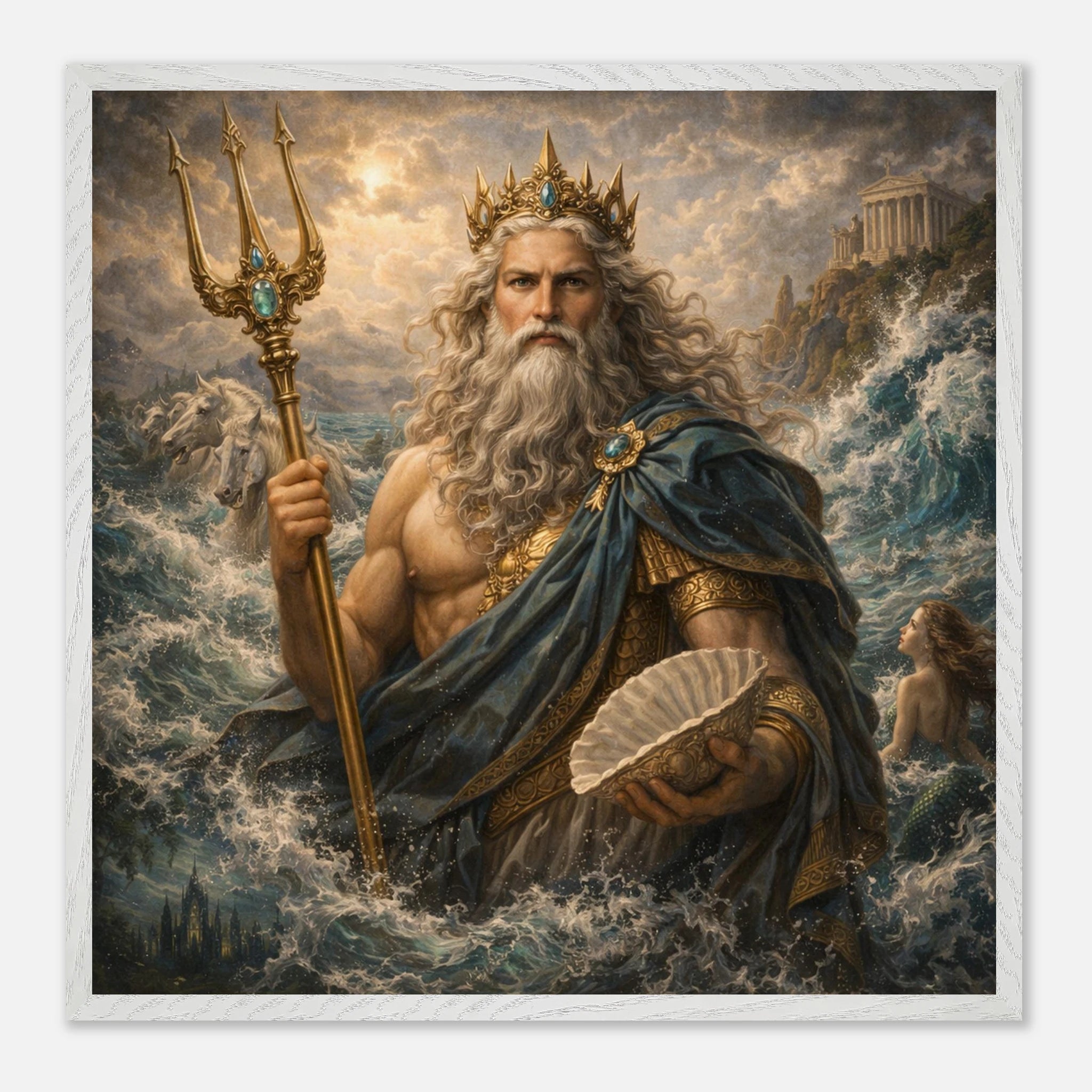 Neptun – Mythologie Fine Art Print mit Rahmen | babasan