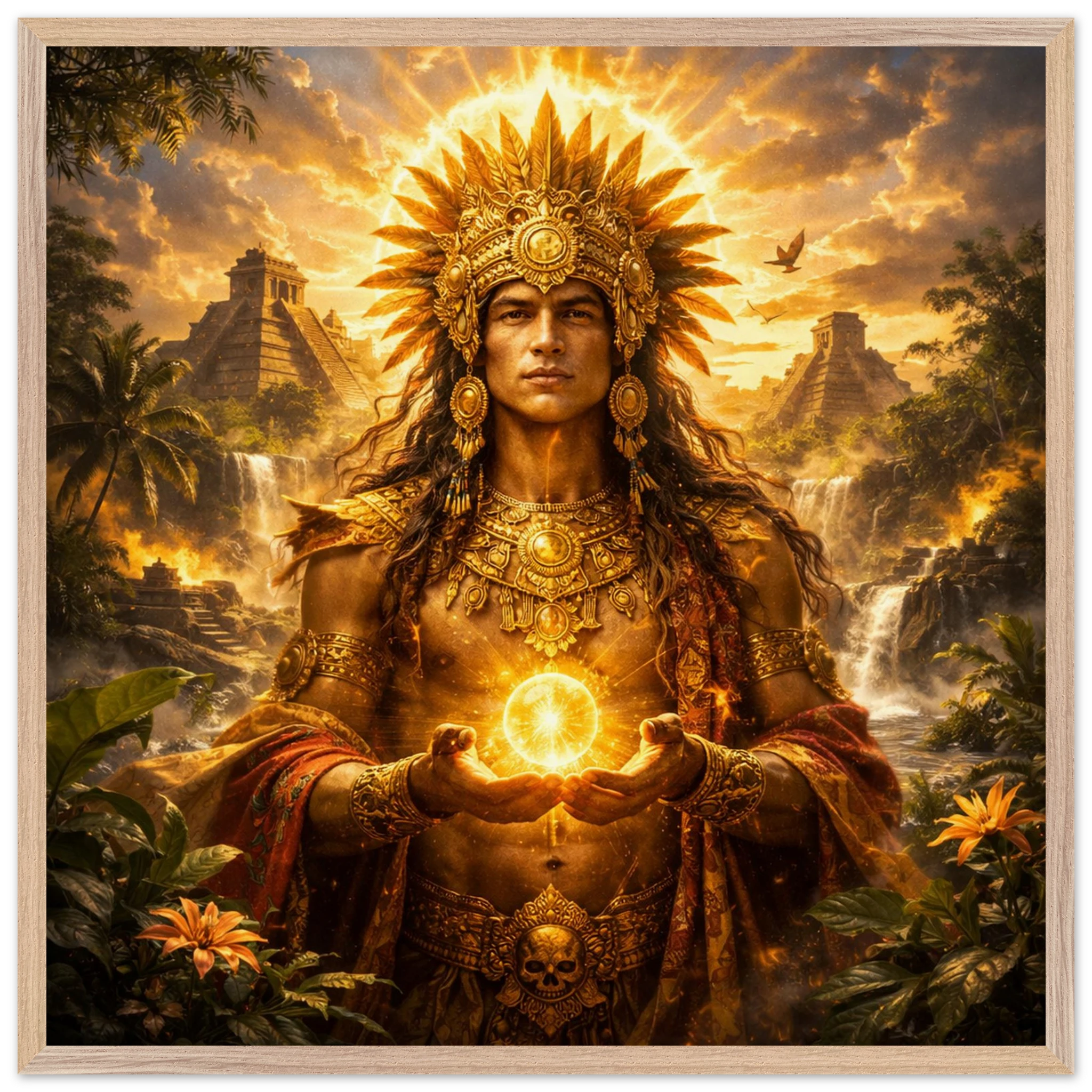 Kinich Ahau – Mythologie Fine Art Print mit Rahmen | babasan
