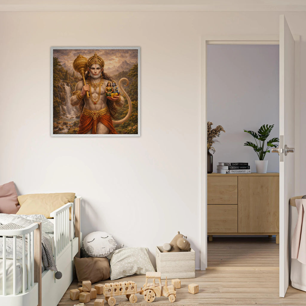 Hanuman – Mythologie Fine Art Print mit Rahmen | babasan