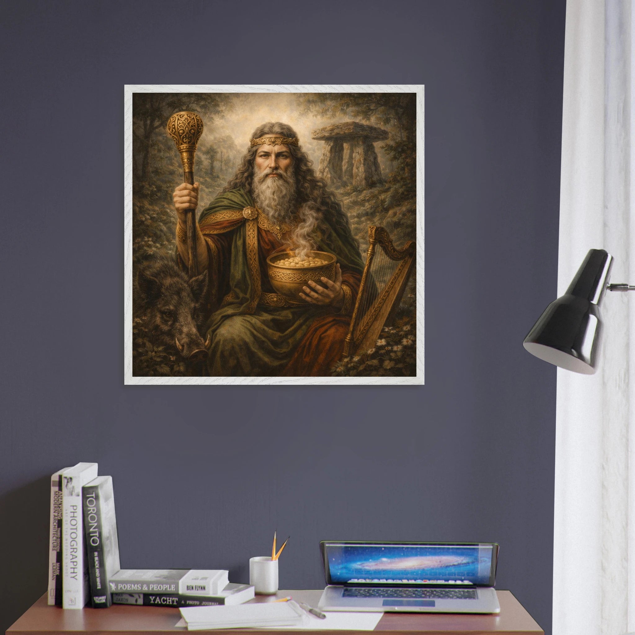 Dagda – Mythologie Fine Art Print mit Rahmen | babasan