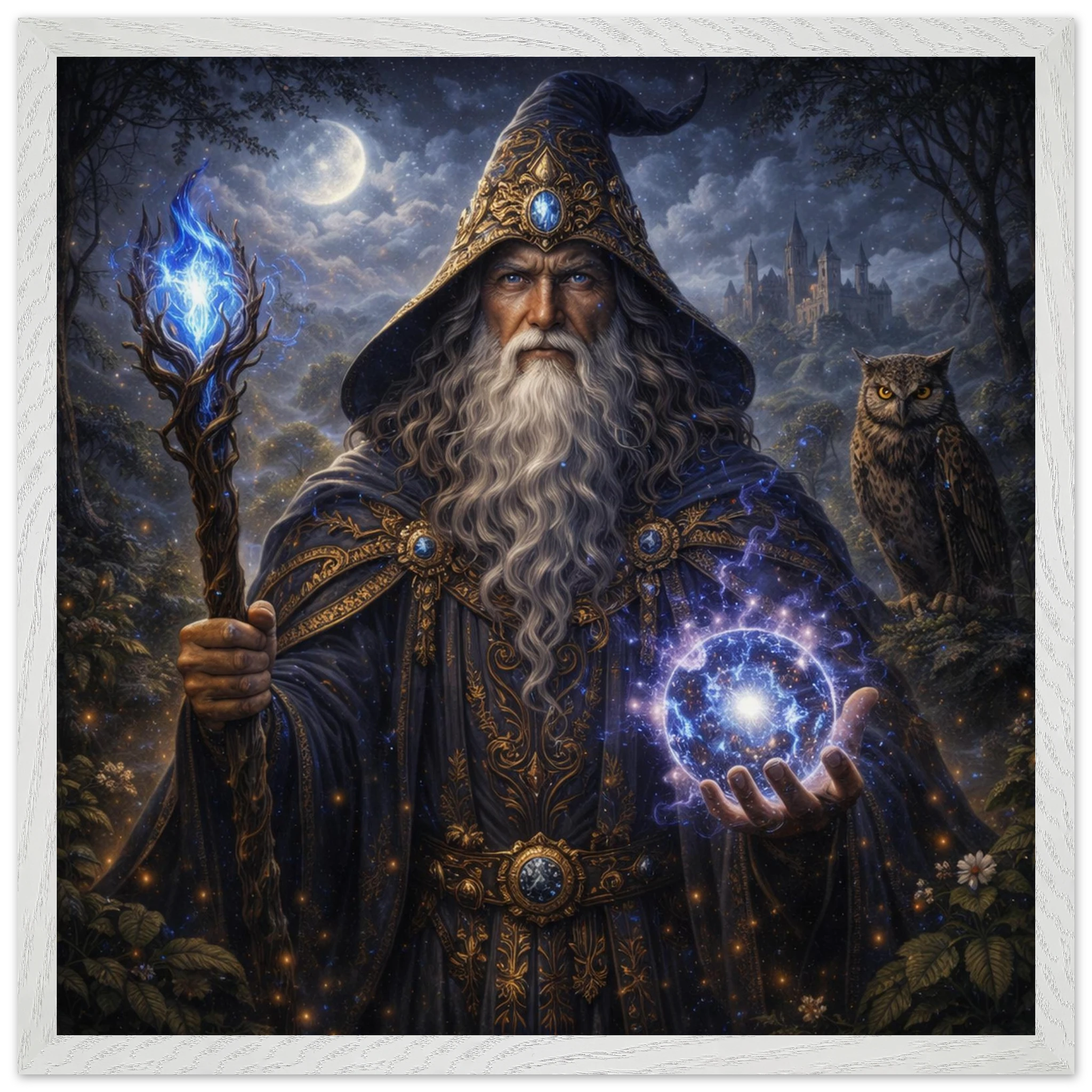 Merlin – Mythologie Fine Art Print mit Rahmen | babasan