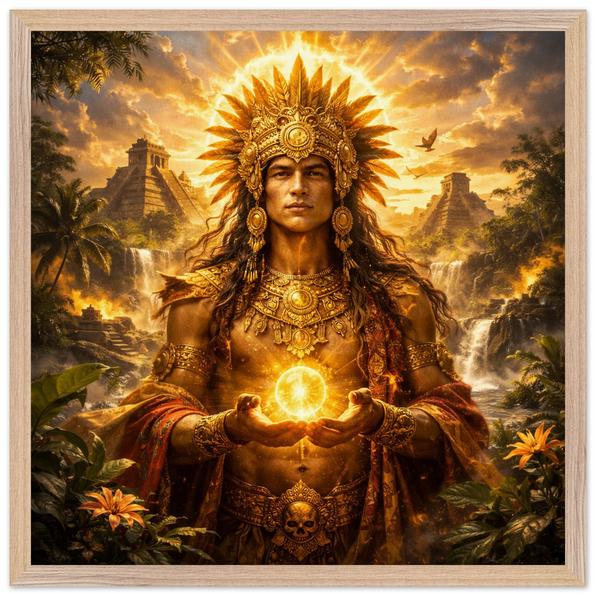 Kinich Ahau – Mythologie Fine Art Print mit Rahmen | babasan