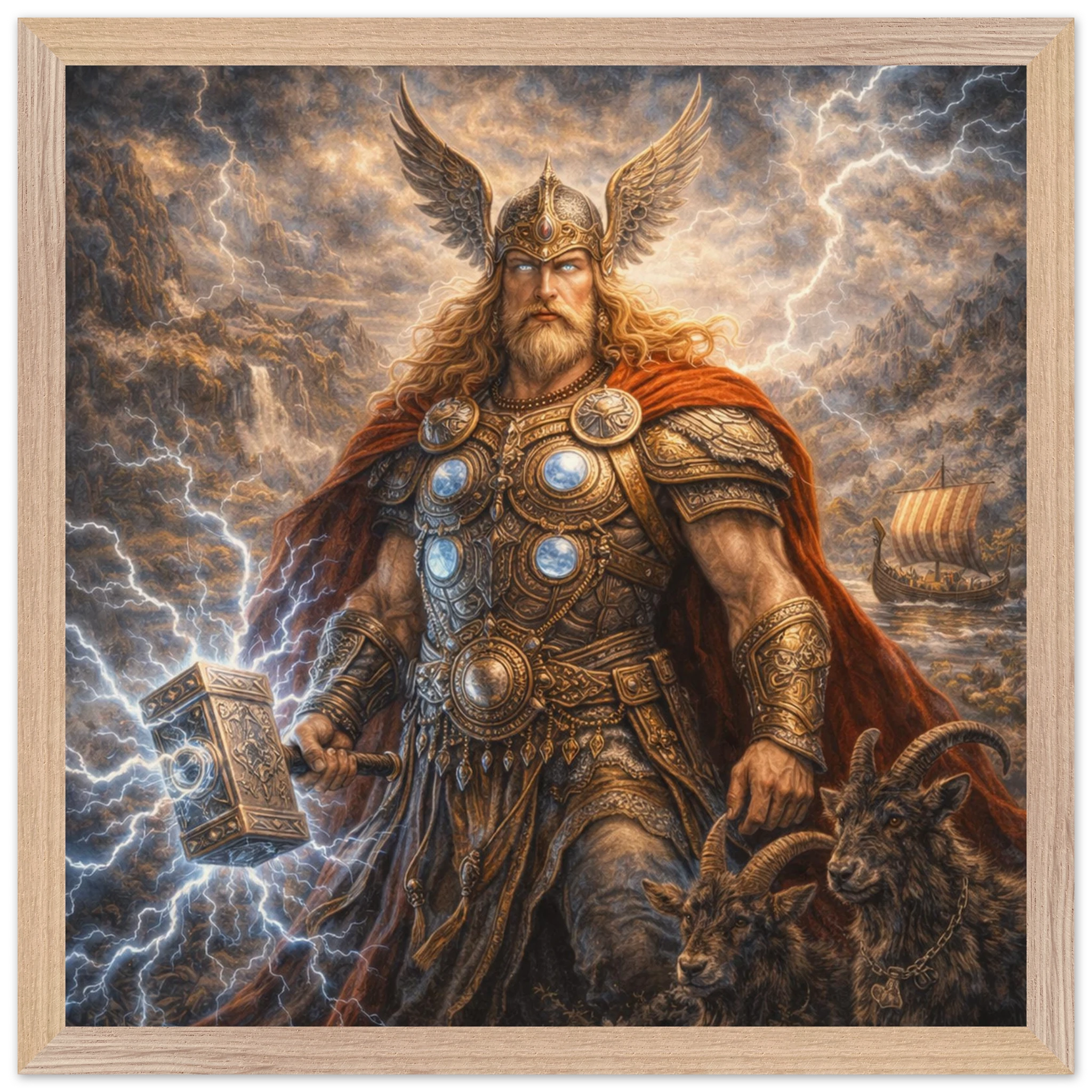 Thor – Mythologie Fine Art Print mit Rahmen | babasan