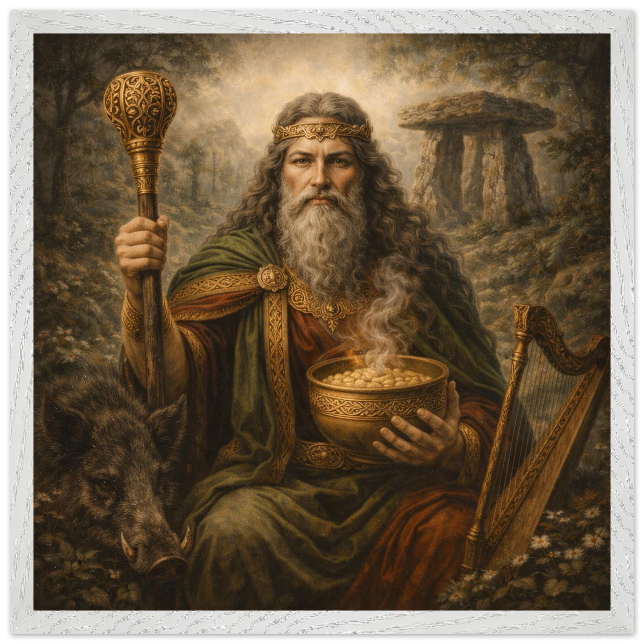 Dagda – Mythologie Fine Art Print mit Rahmen | babasan