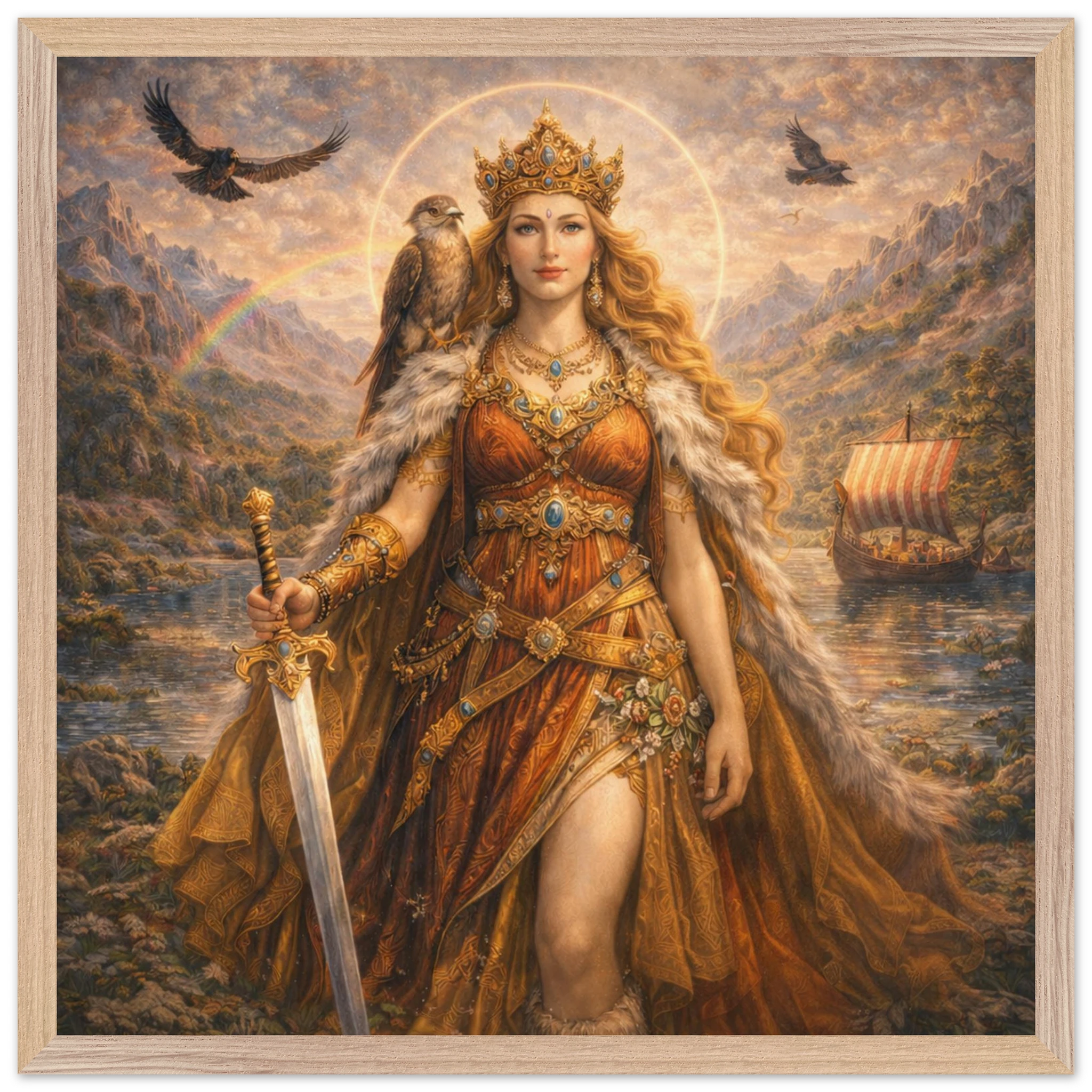 Freya – Mythologie Fine Art Print mit Rahmen | babasan