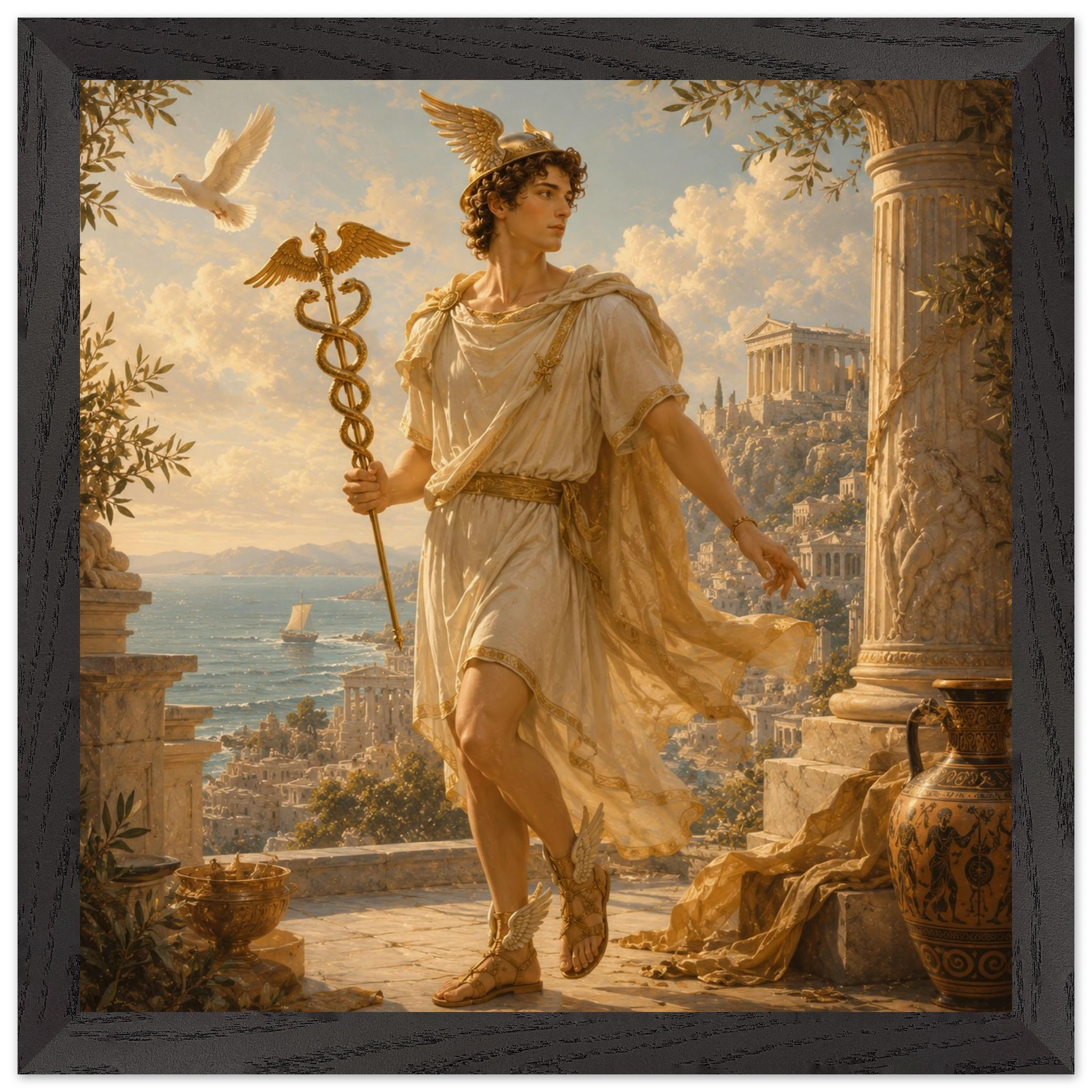 Hermes – Mythologie Fine Art Print mit Rahmen | babasan