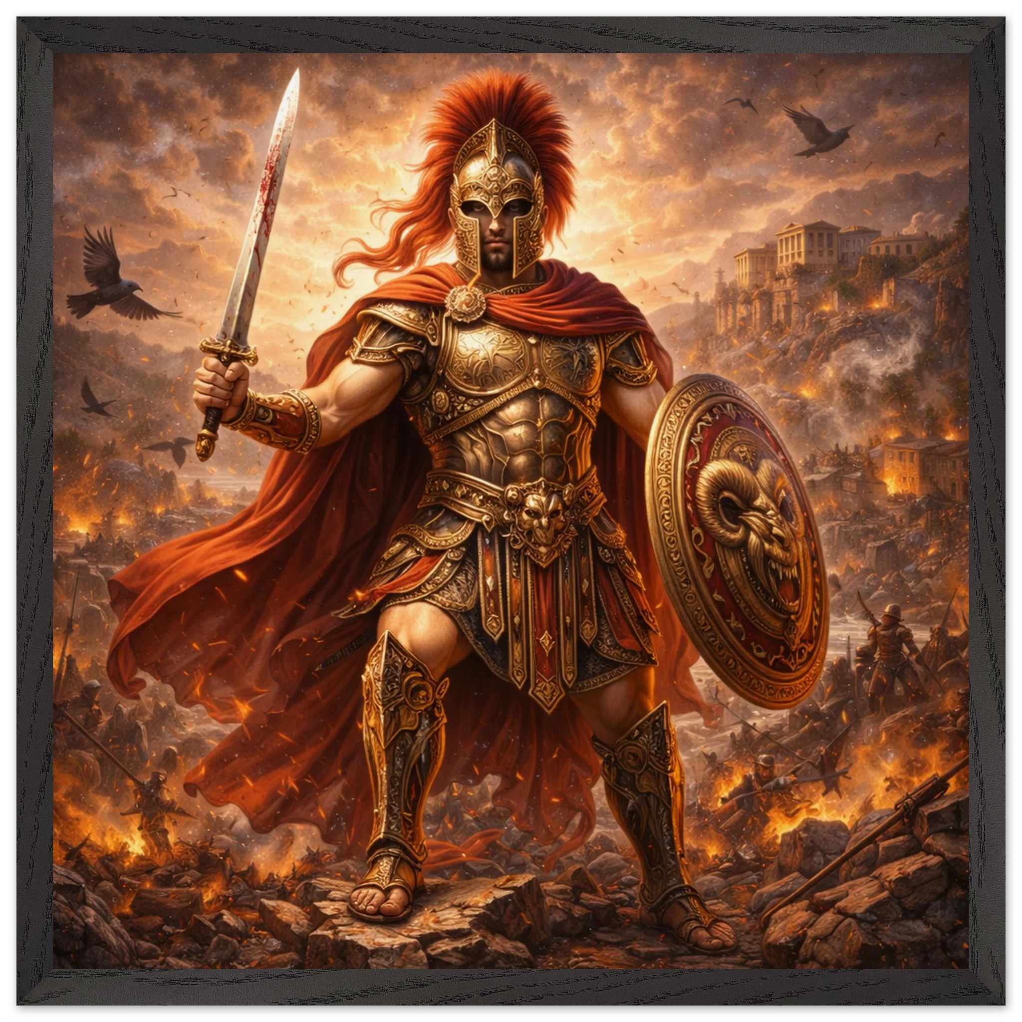Ares – Mythologie Fine Art Print mit Rahmen | babasan