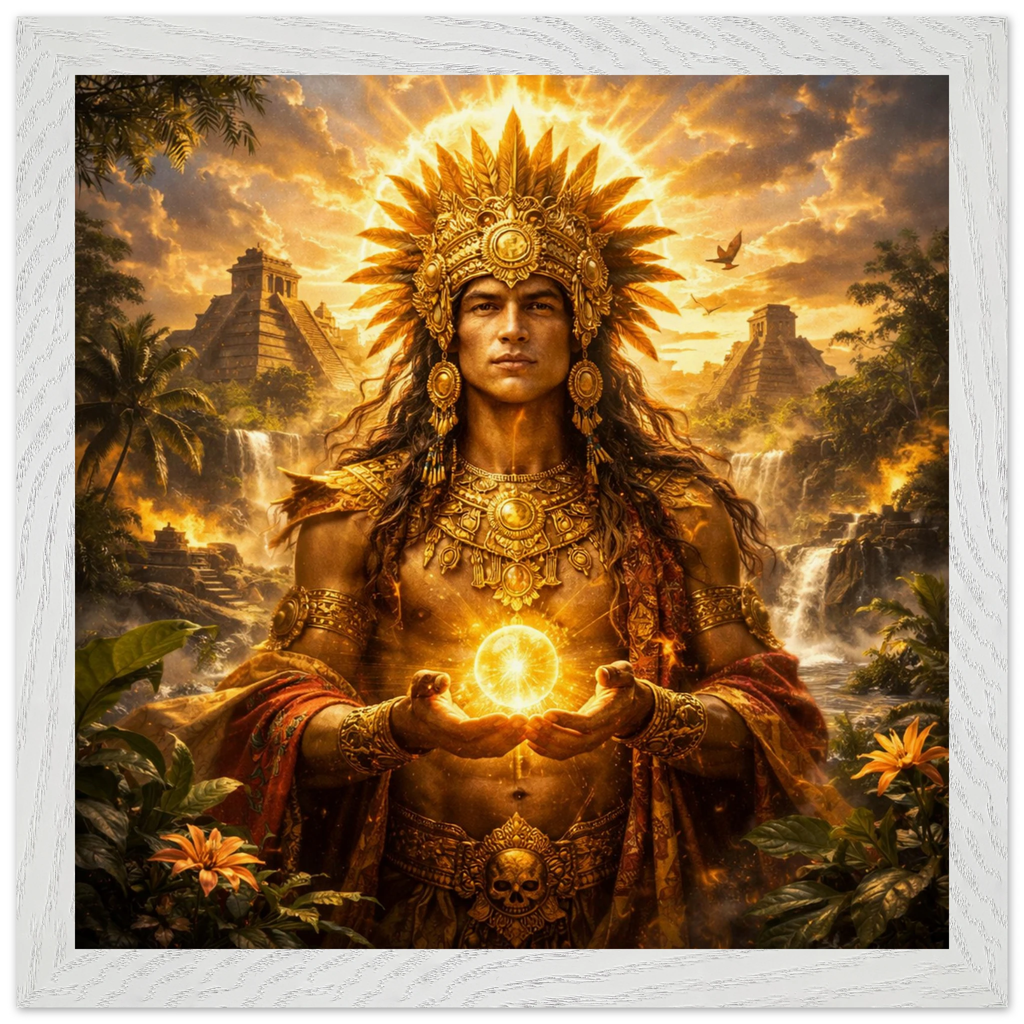 Kinich Ahau – Mythologie Fine Art Print mit Rahmen | babasan