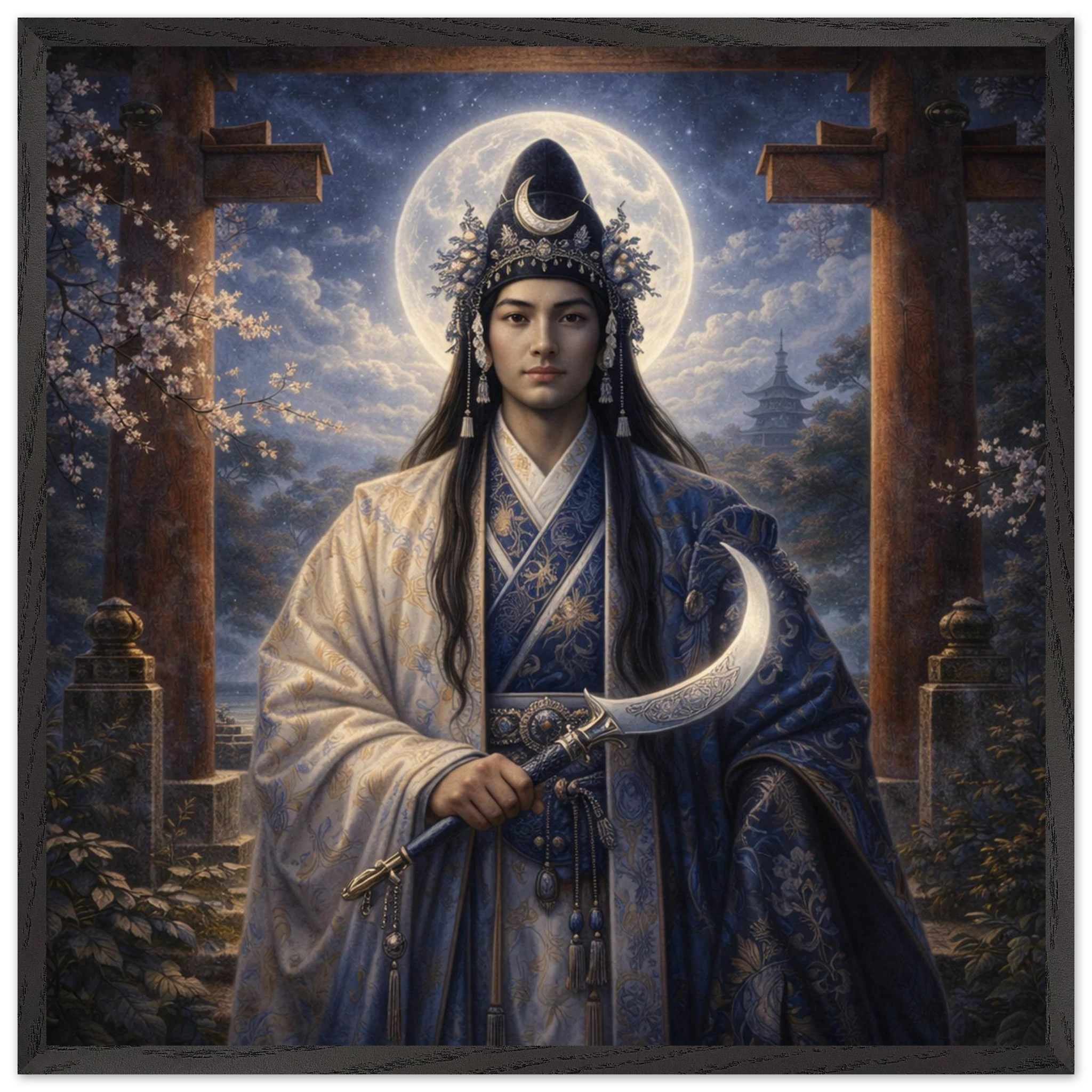 Tsukiyomi – Mythologie Fine Art Print mit Rahmen | babasan