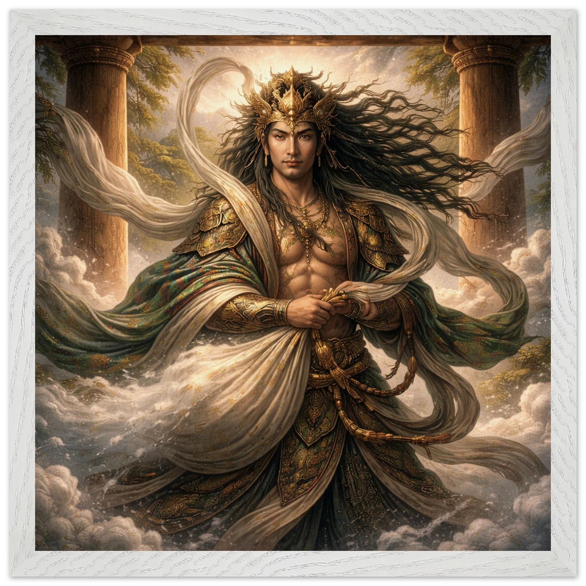 Fūjin – Mythologie Fine Art Print mit Rahmen | babasan