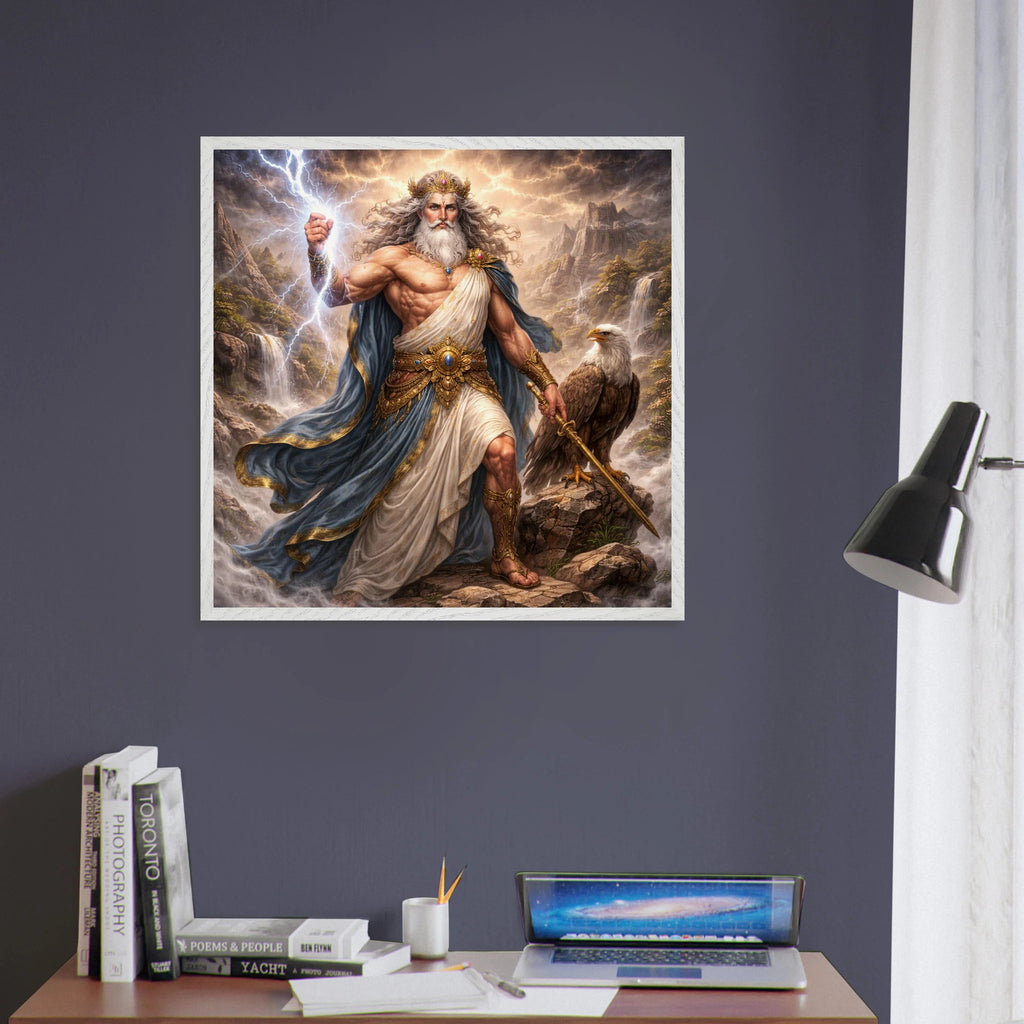 Zeus – Mythologie Fine Art Print mit Rahmen | babasan