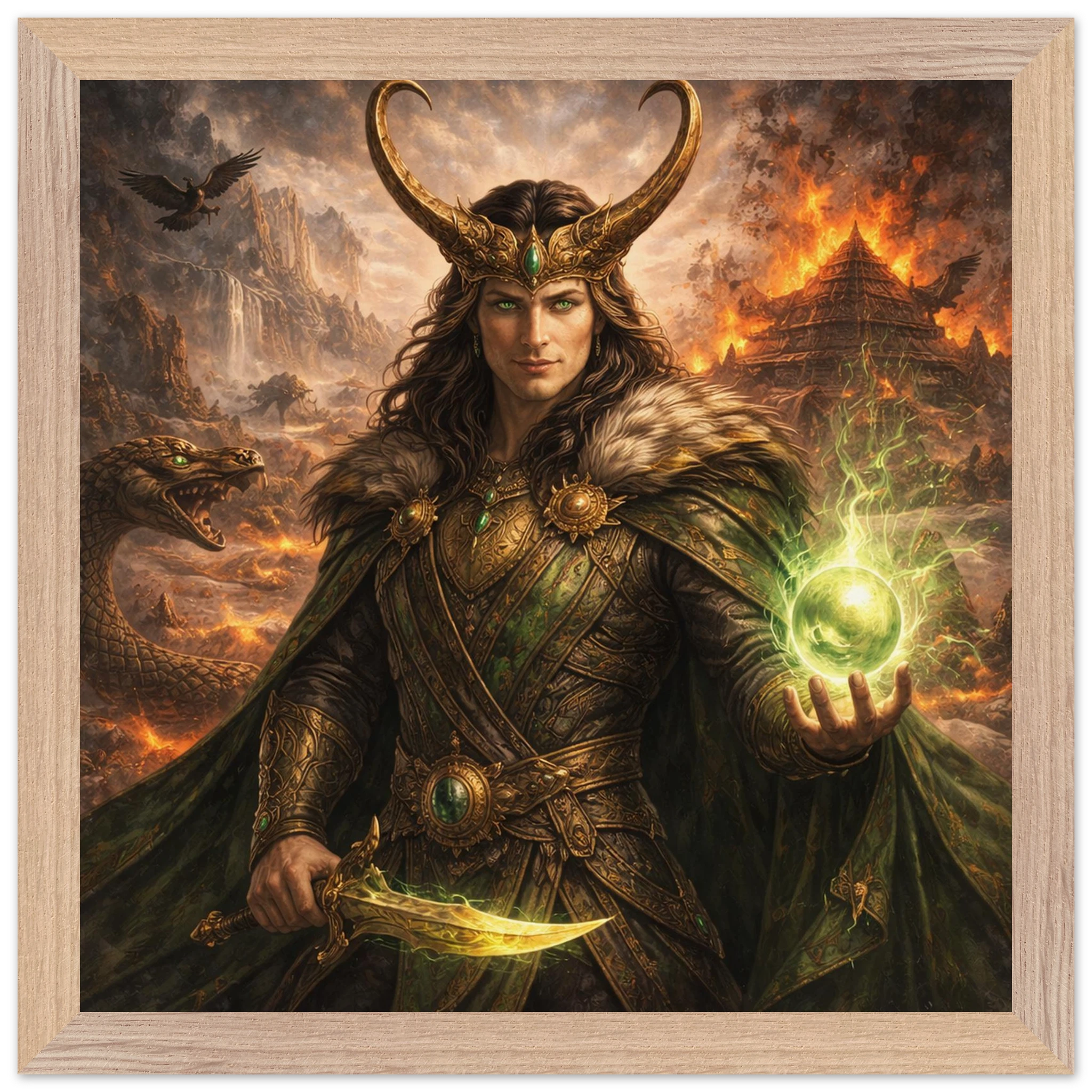 Loki – Mythologie Fine Art Print mit Rahmen | babasan