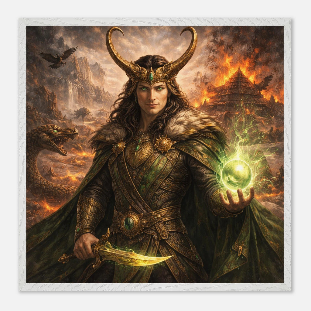 Loki – Mythologie Fine Art Print mit Rahmen | babasan
