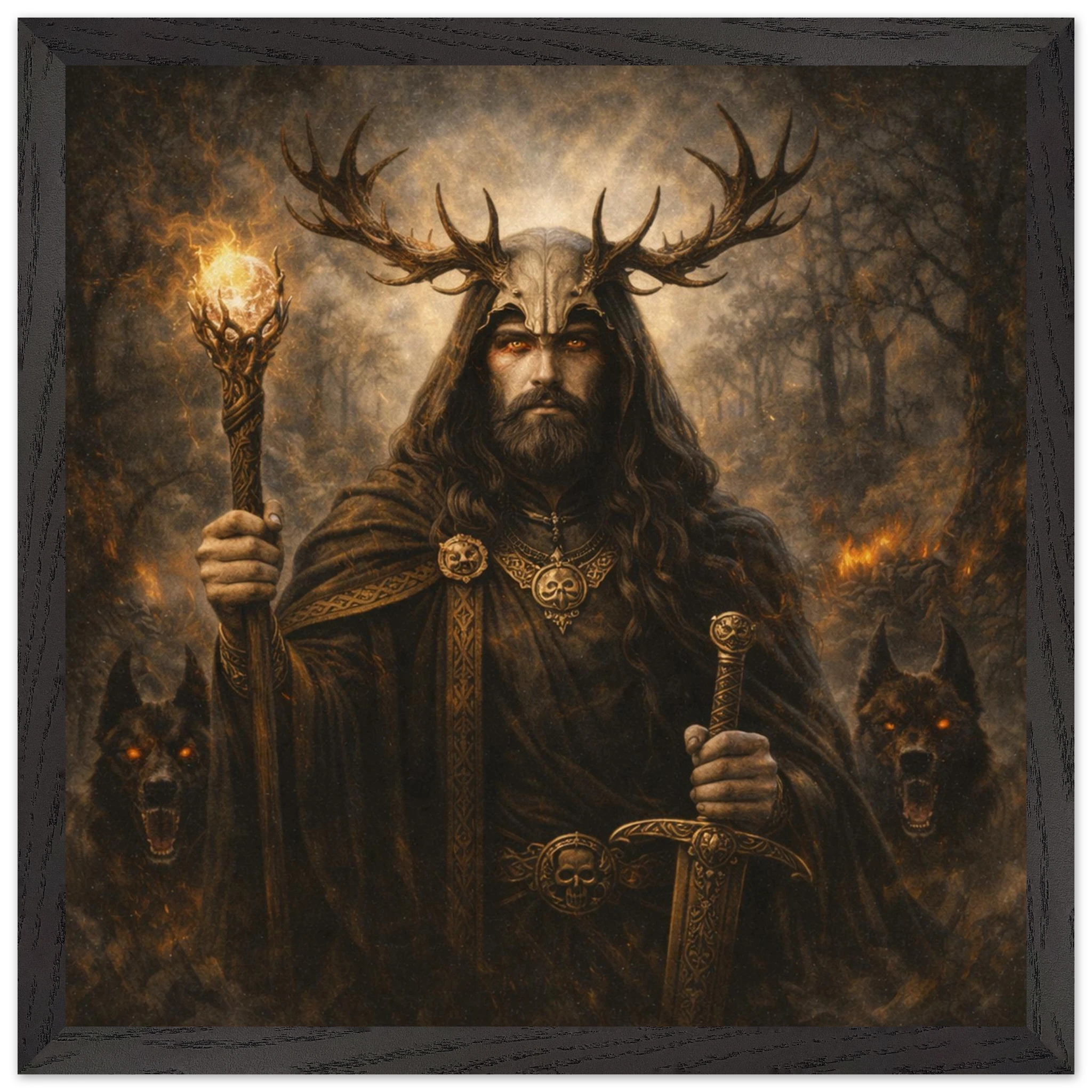 Arawn – Mythologie Fine Art Print mit Rahmen | babasan